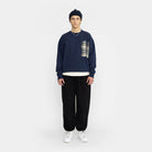 Revolution Loose Crewneck Sweatshirts Navy-melange