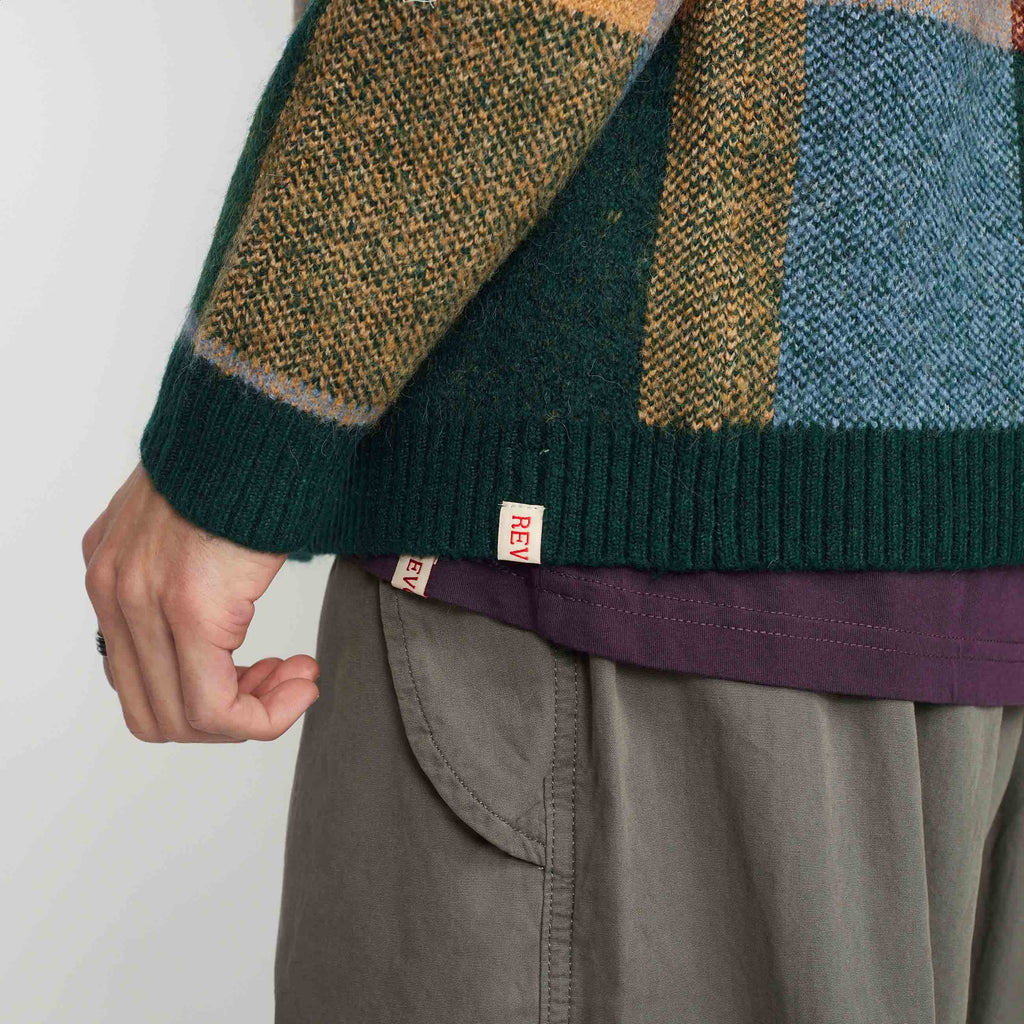 Revolution Loose Knit Cardigan Knitwear Darkgreen