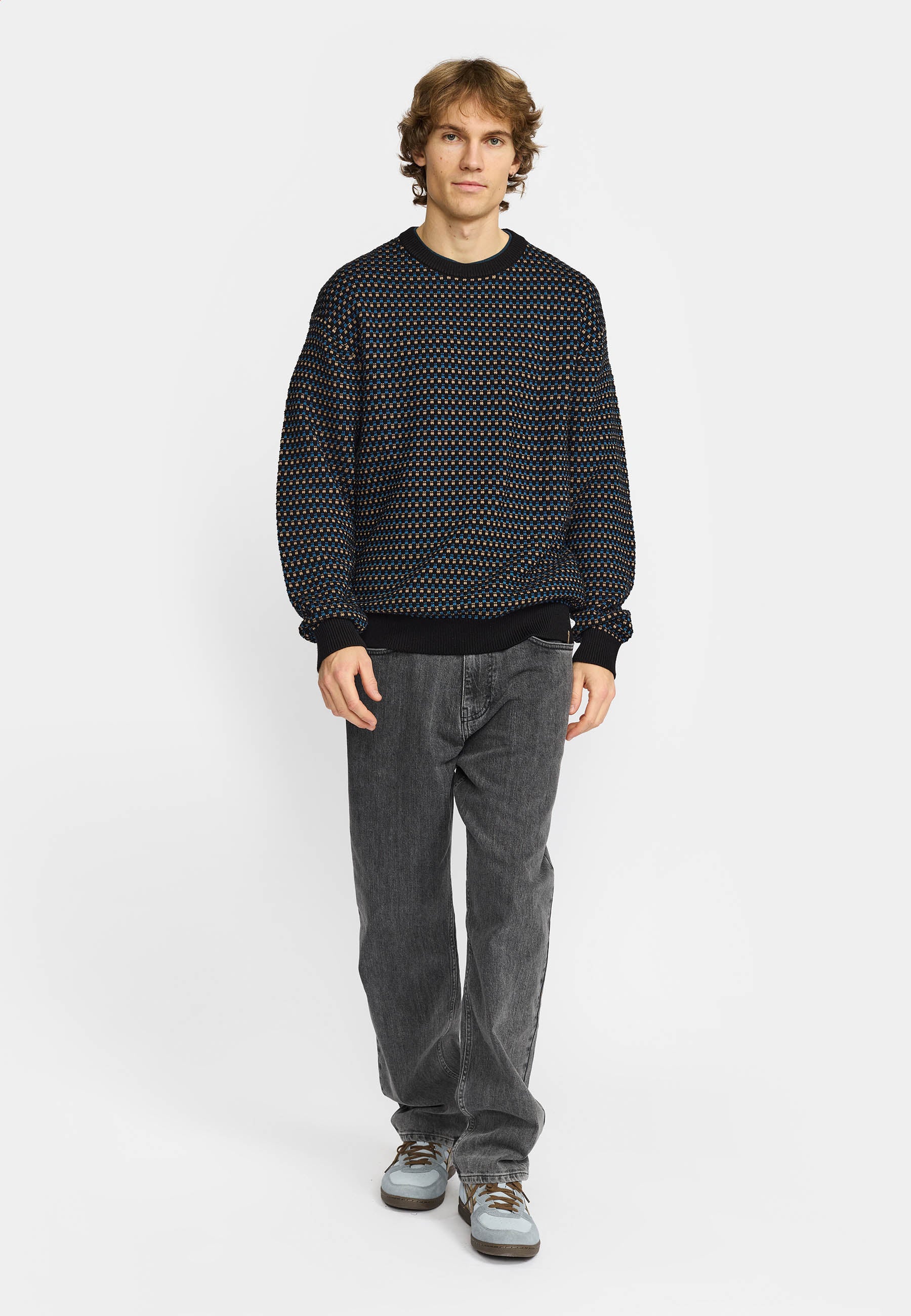 Revolution Loose Knit Sweater Knitwear Blue