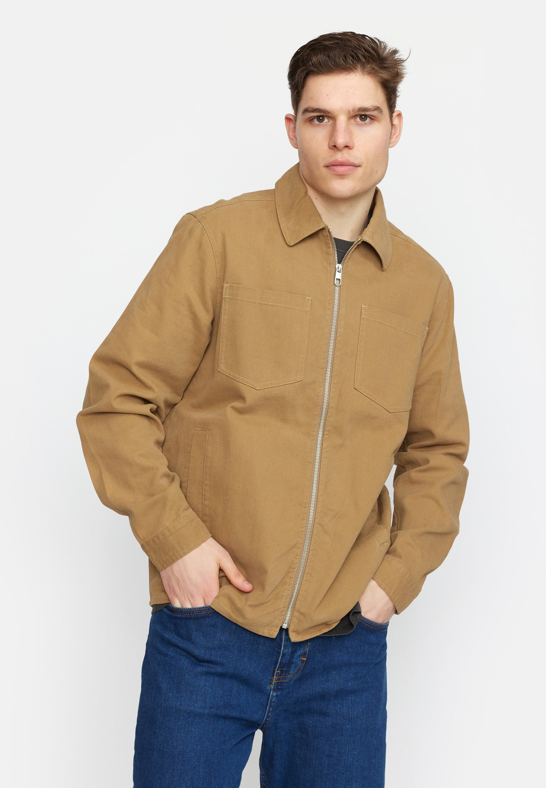 Revolution Overshirt w. Zipper Overshirts Lightbrown