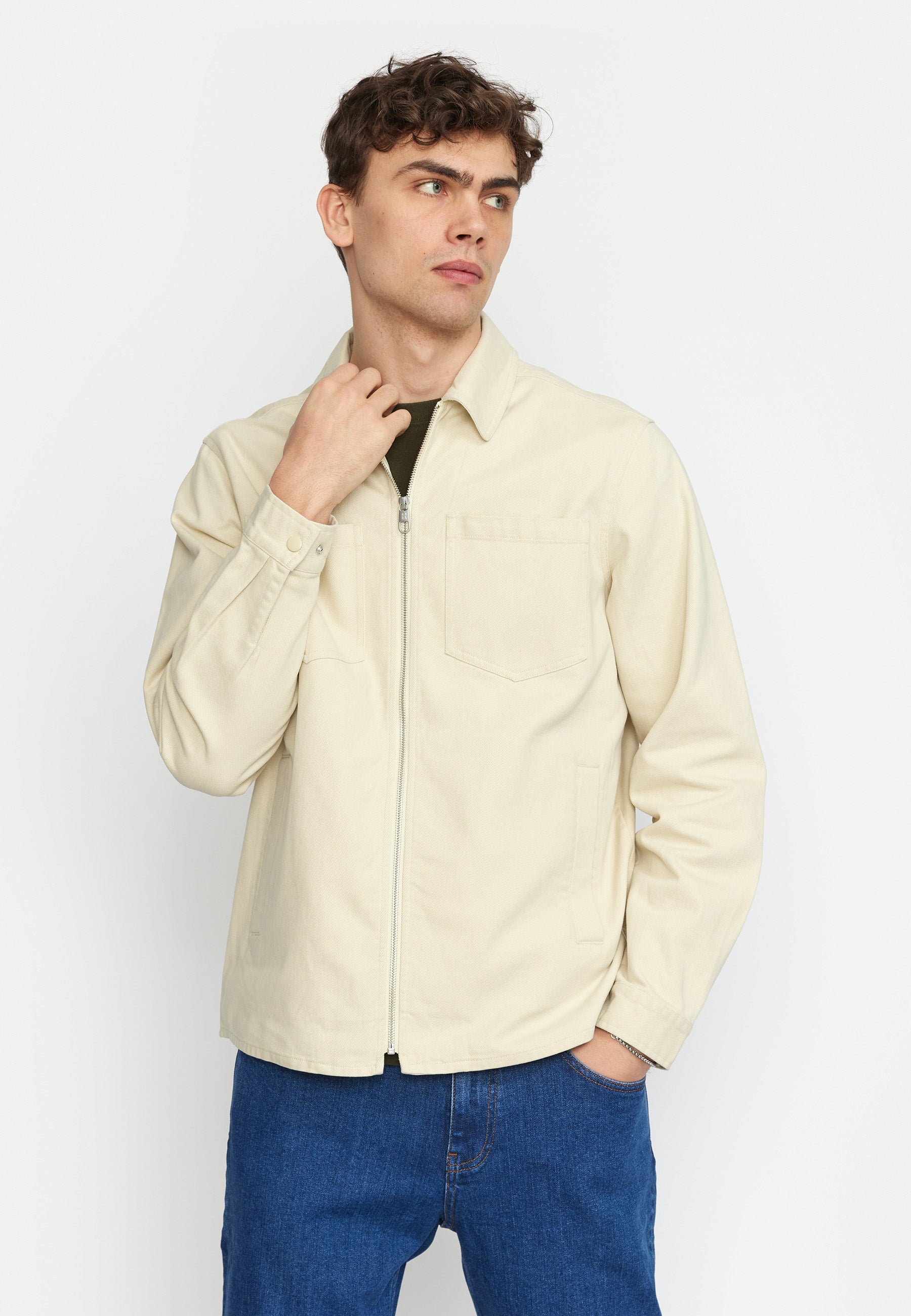 Revolution Overshirt w. Zipper Overshirts Offwhite