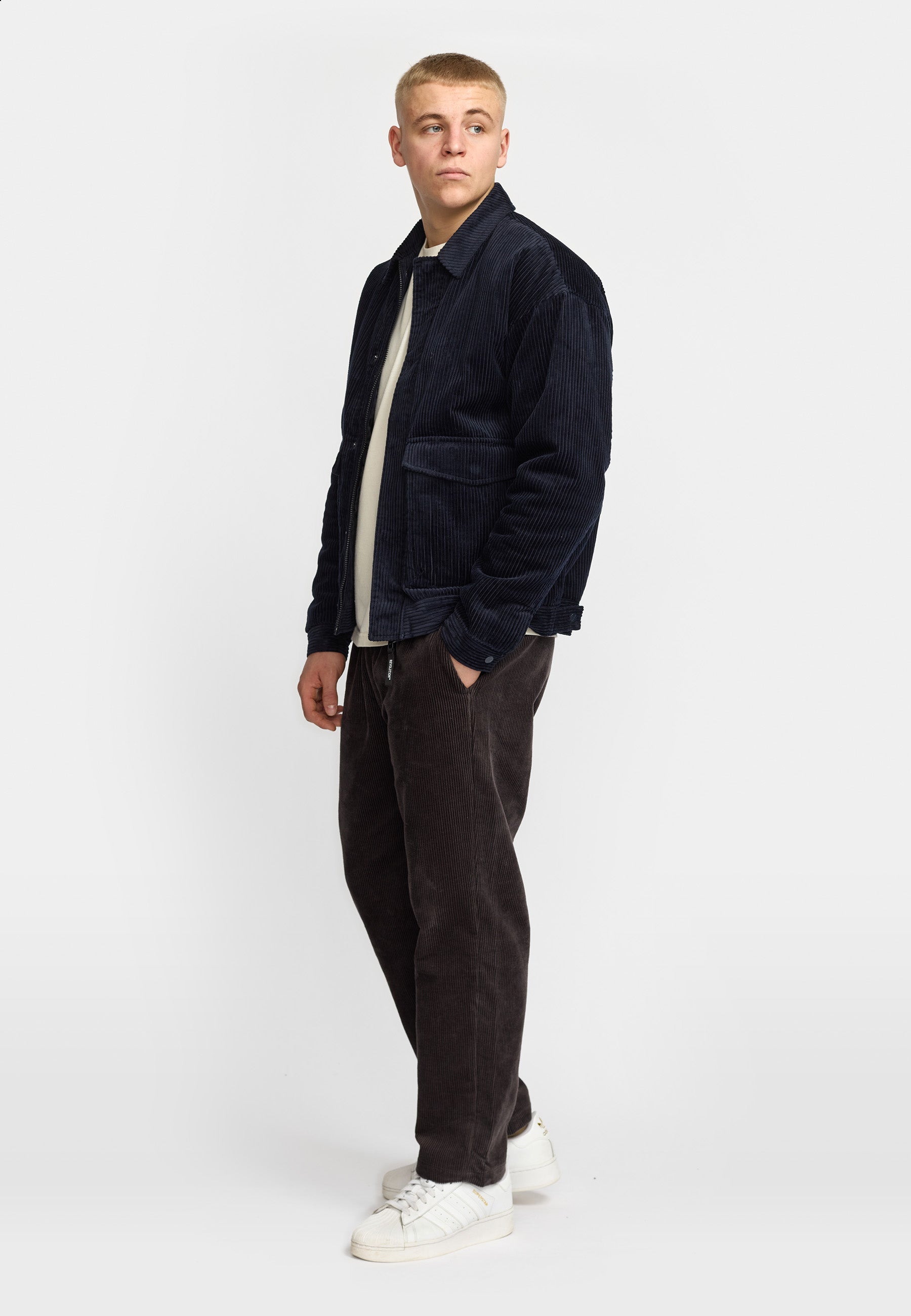 Revolution Padded Corduroy Jacket Winter Outerwear Darknavy