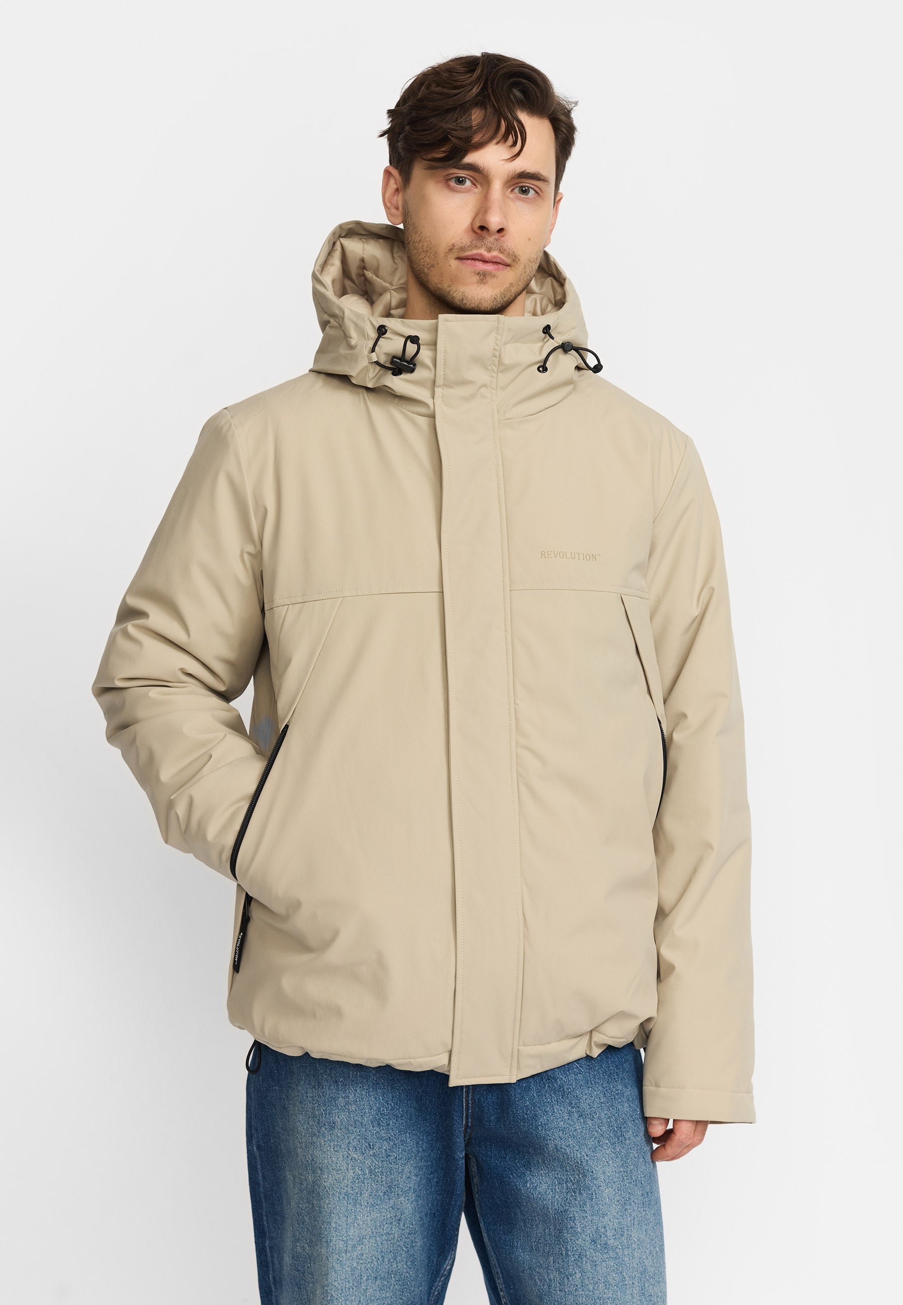 Revolution Padded Tech Jacket Winter Outerwear Beige