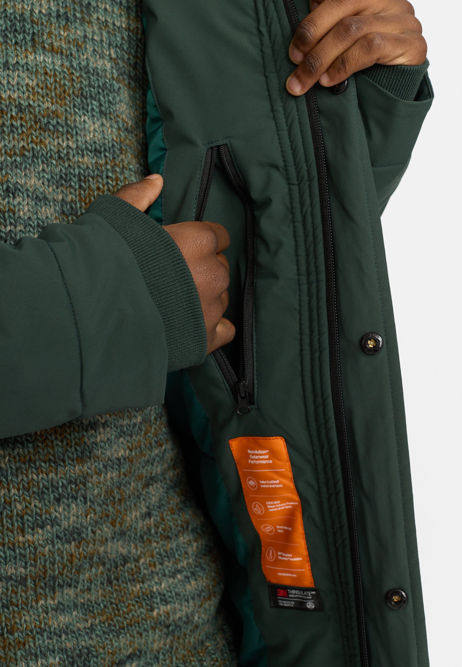 Revolution Padded Tech Jacket Winter Outerwear Darkgreen