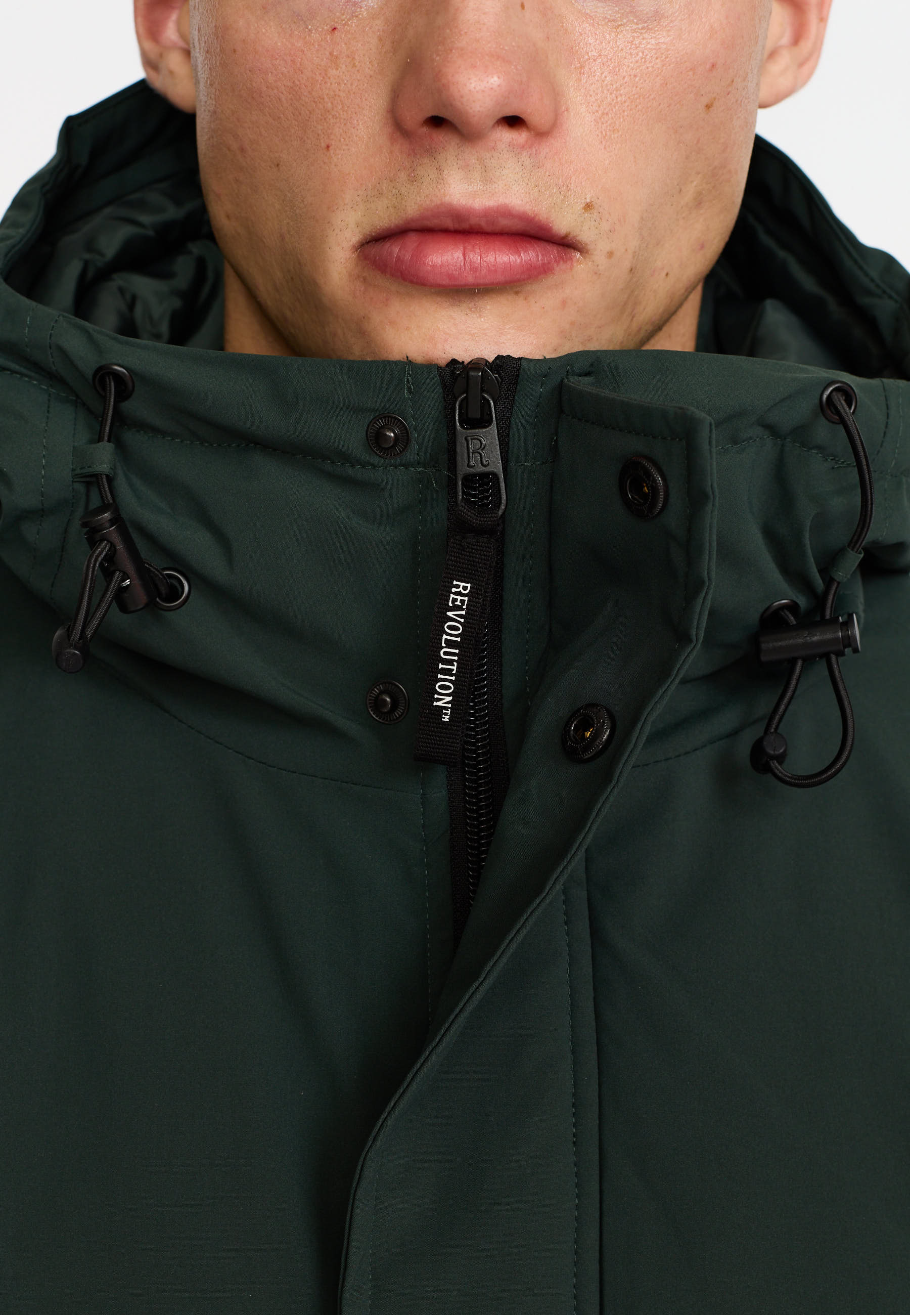 REPUBLIC フード付きジャケット ダークグリーン Padded Tech Jacket / 7869 - Darkgreen – Revolution.eu