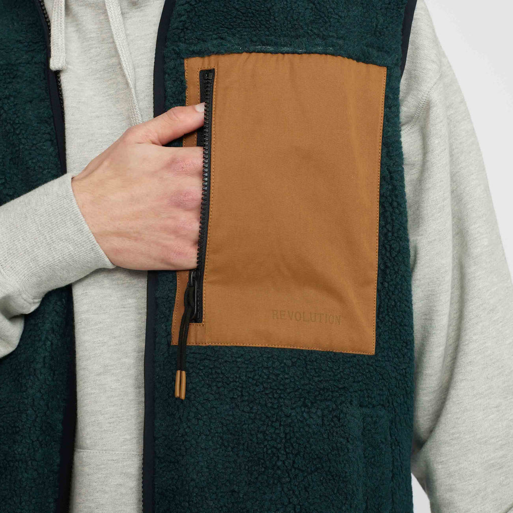 Revolution Pocket Teddy Vest Fleece Darkgreen