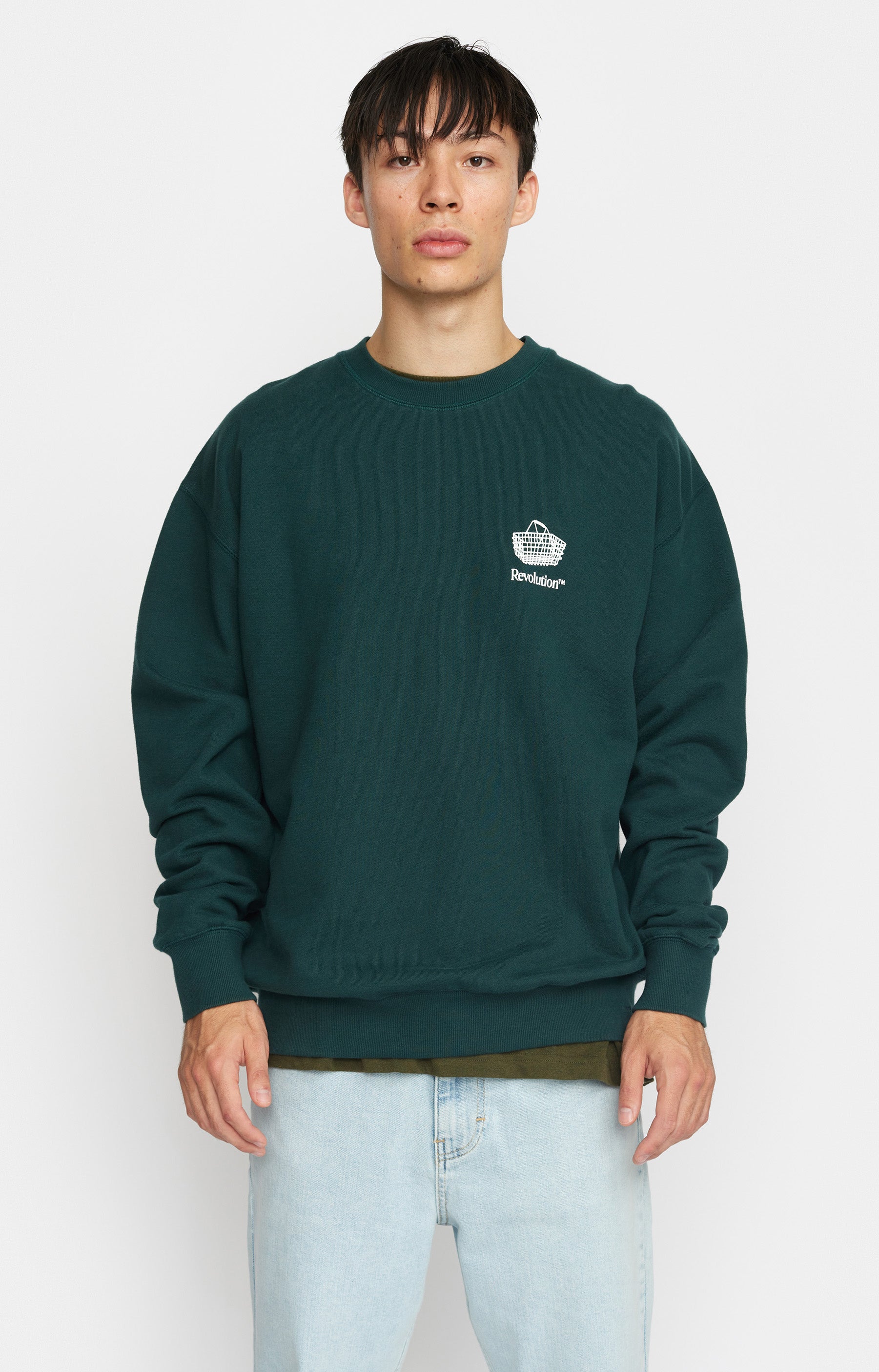Revolution Printed Crewneck Sweatshirts Darkgreen