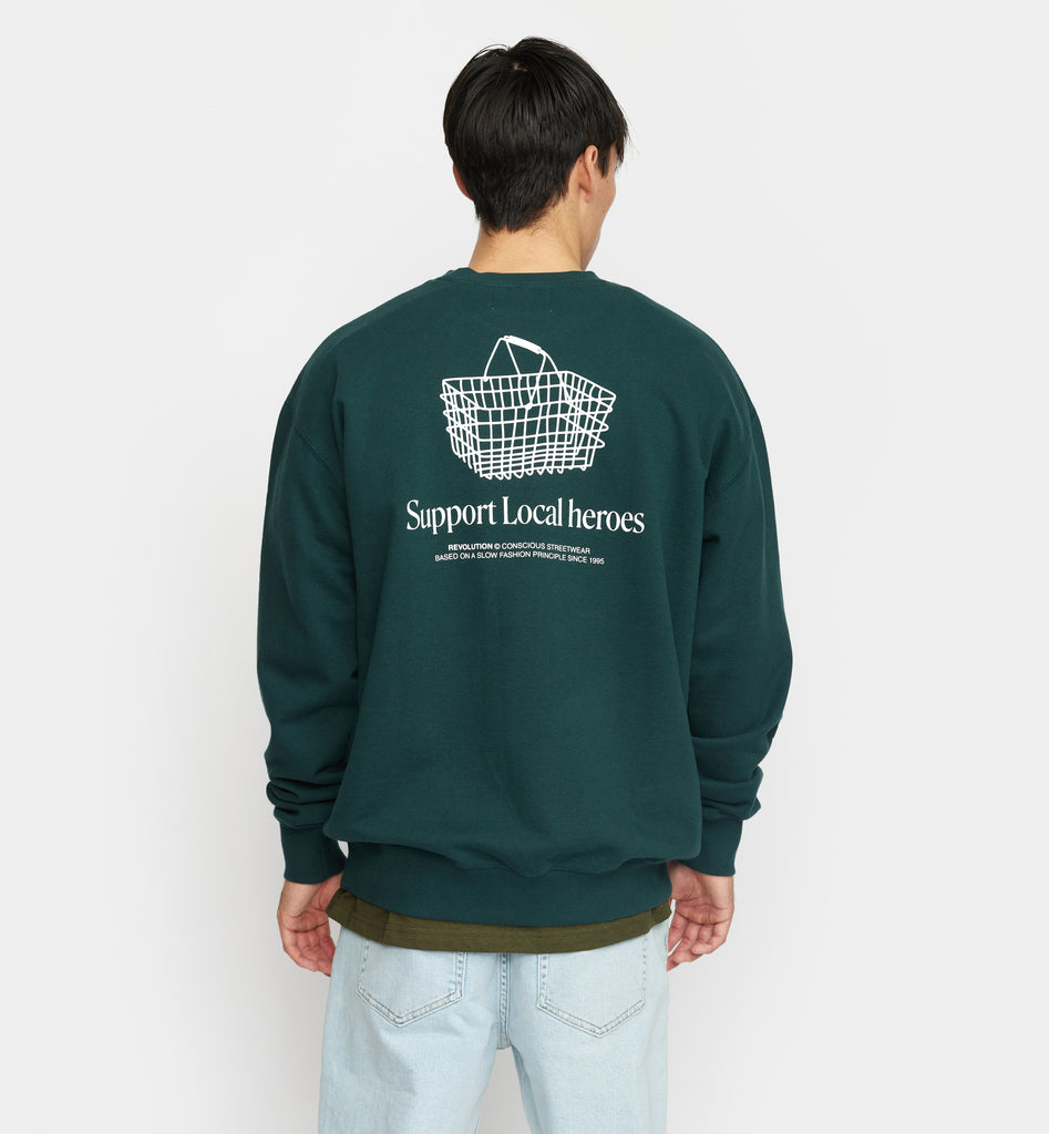 Revolution Printed Crewneck Sweatshirts Darkgreen