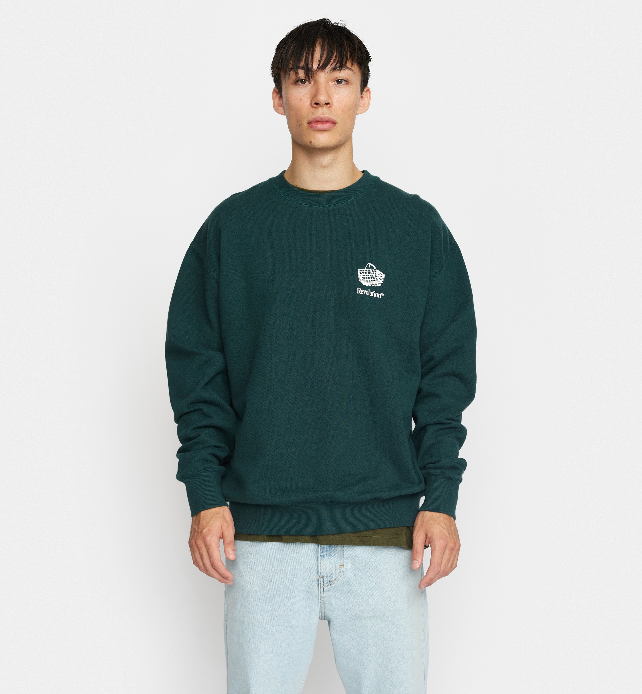 Revolution Printed Crewneck Sweatshirts Darkgreen