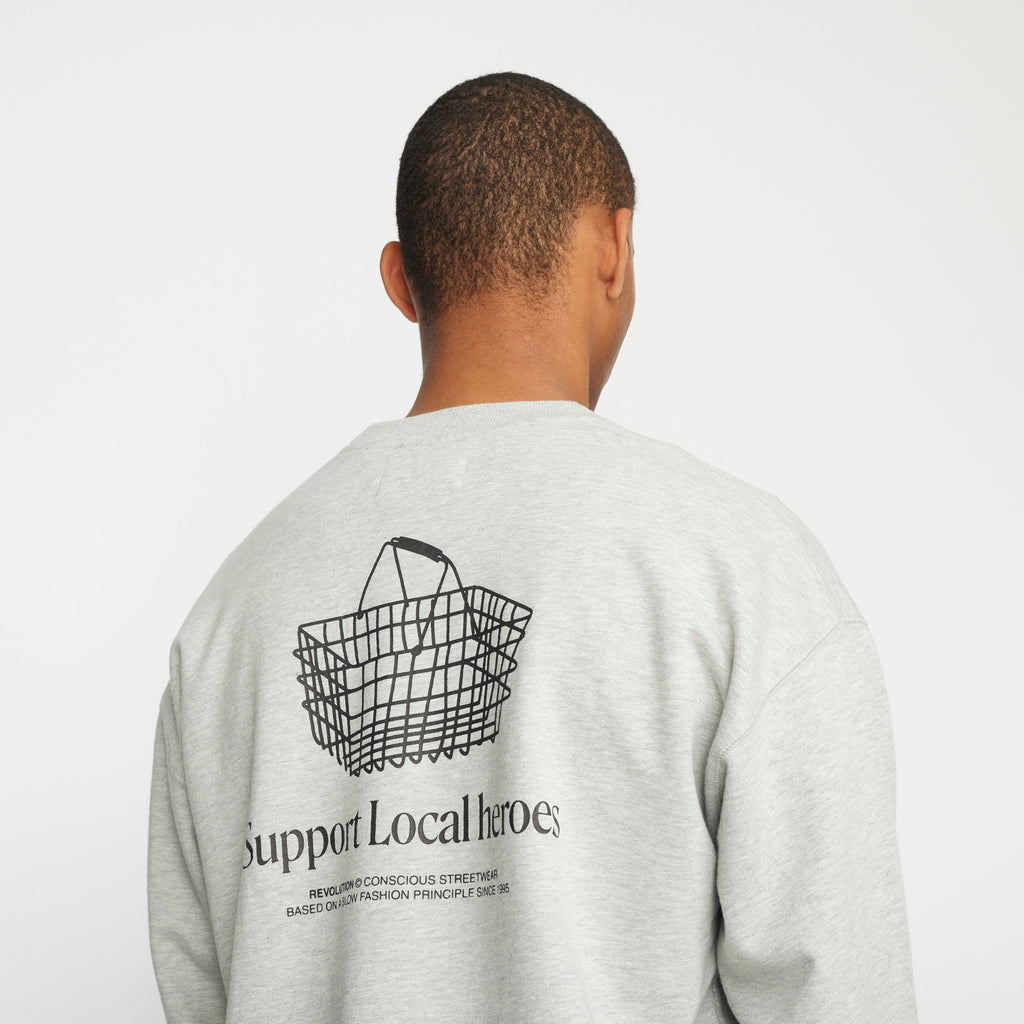 Revolution Printed Crewneck Sweatshirts Grey-melange