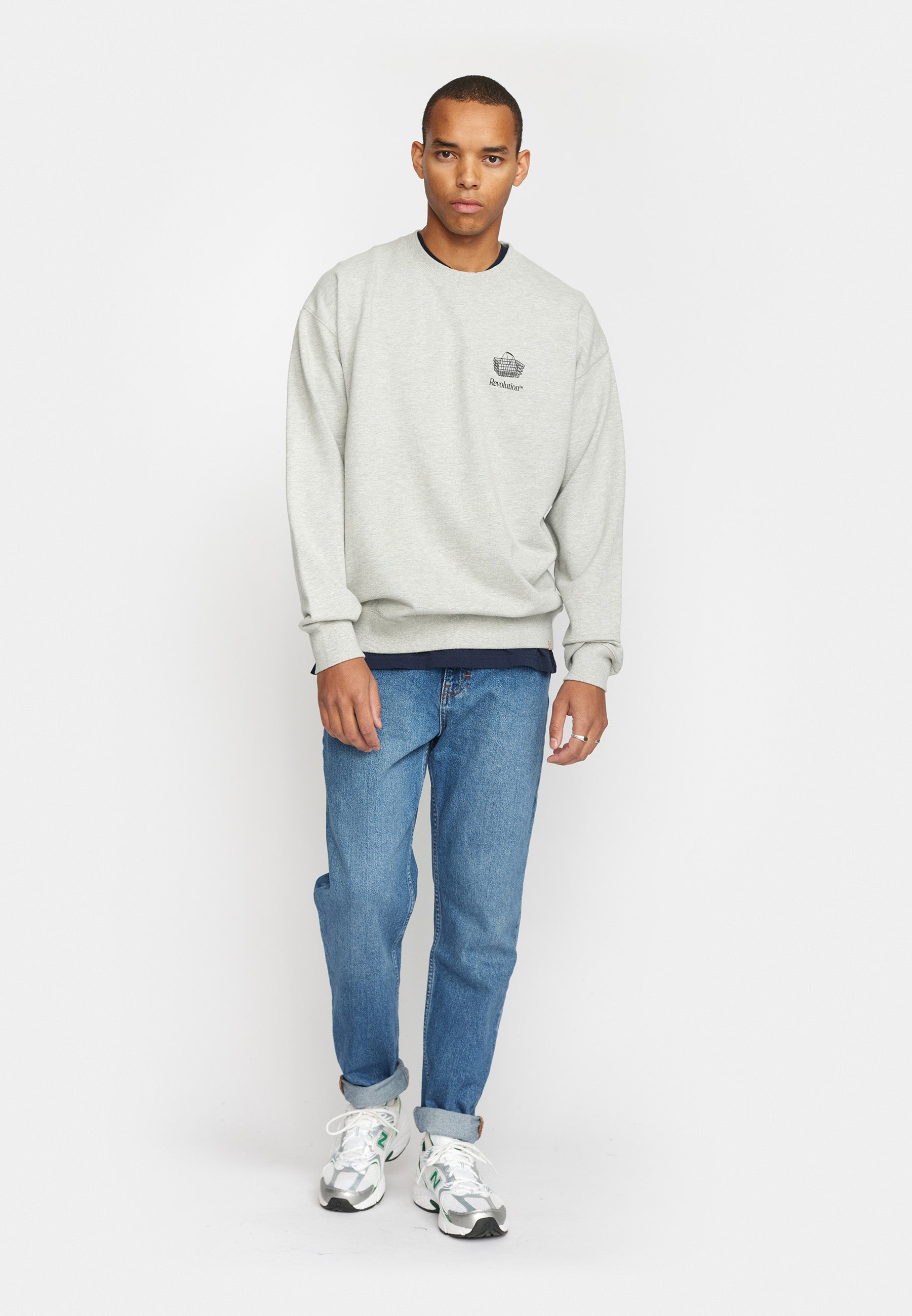 Revolution Printed Crewneck Sweatshirts Grey-melange