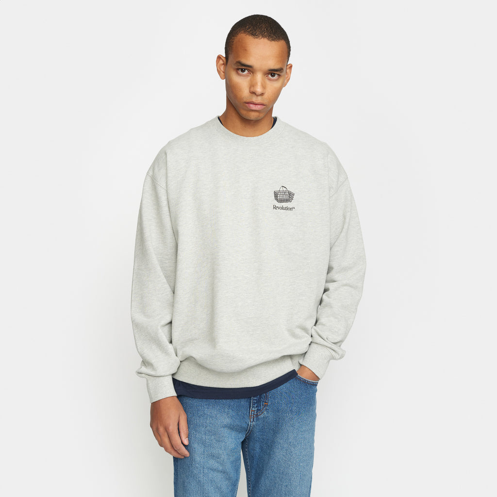 Revolution Printed Crewneck Sweatshirts Grey-melange