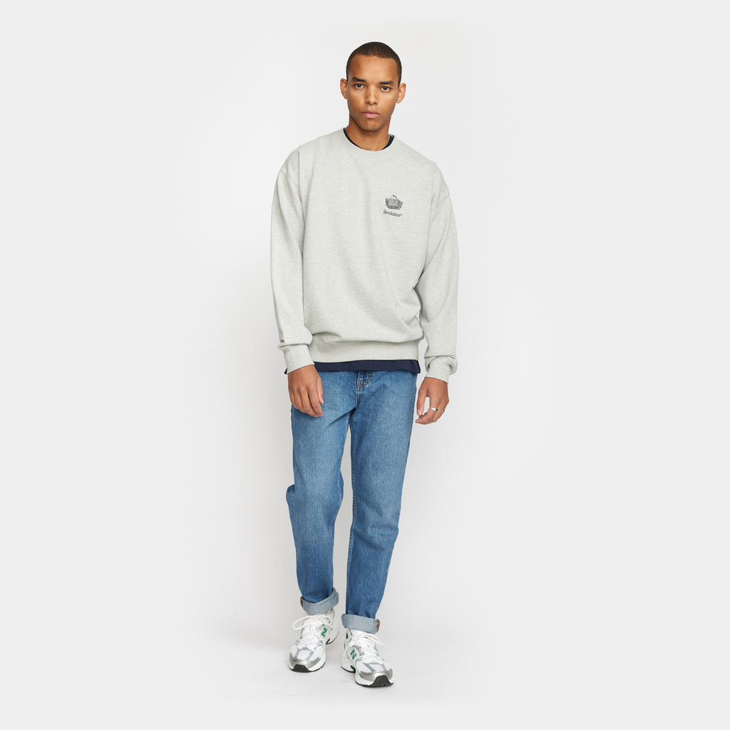 Revolution Printed Crewneck Sweatshirts Grey-melange