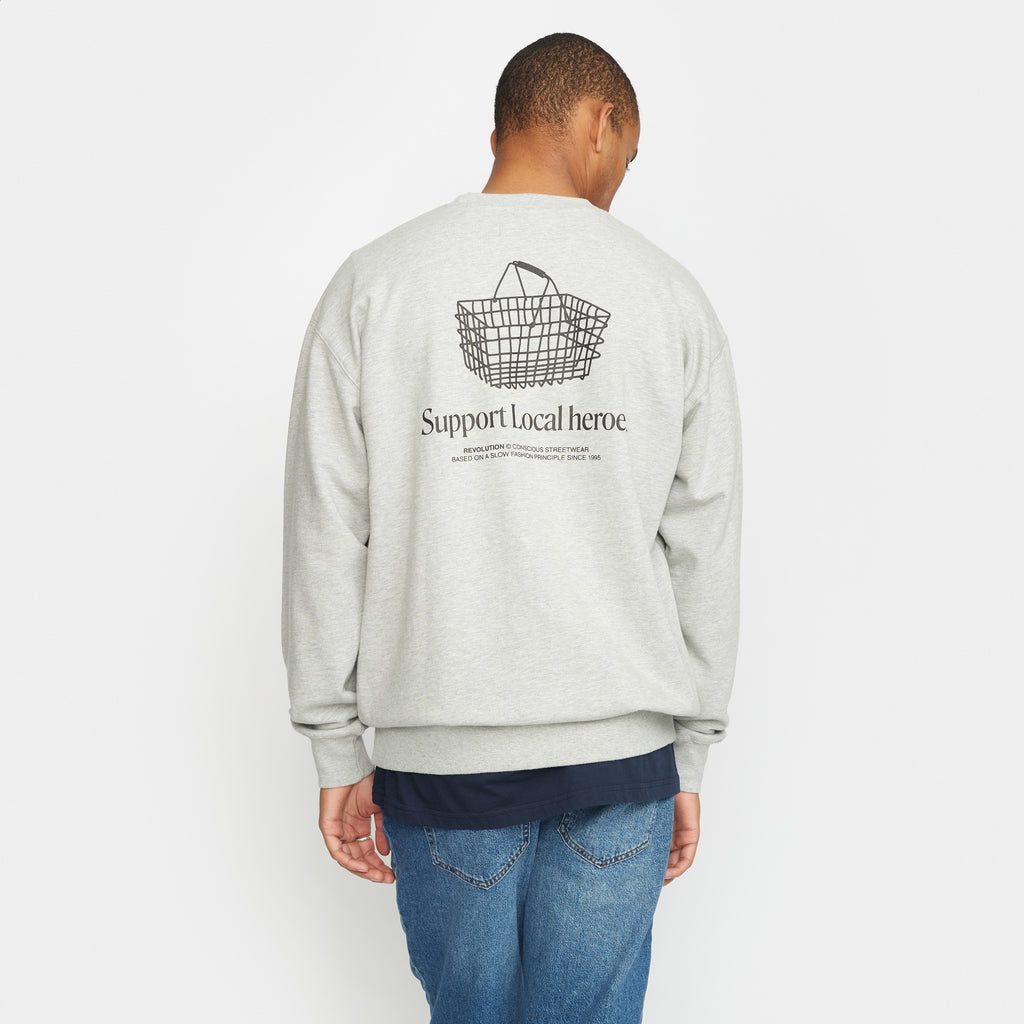 Revolution Printed Crewneck Sweatshirts Grey-melange