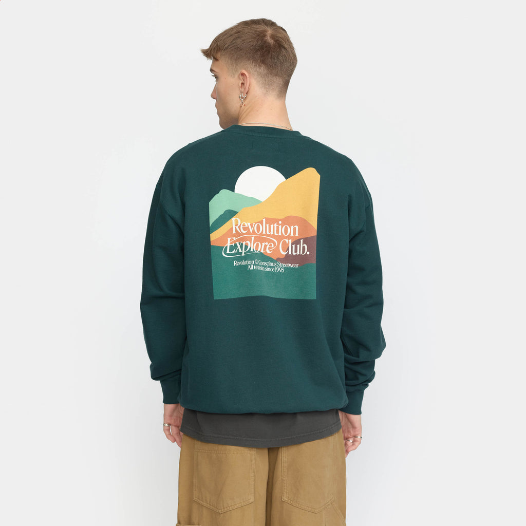 Revolution Printed Crewneck Sweatshirts Darkgreen