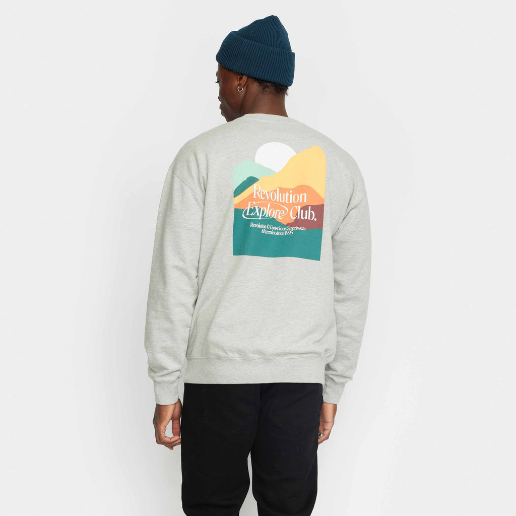 Revolution Printed Crewneck Sweatshirts Grey-melange