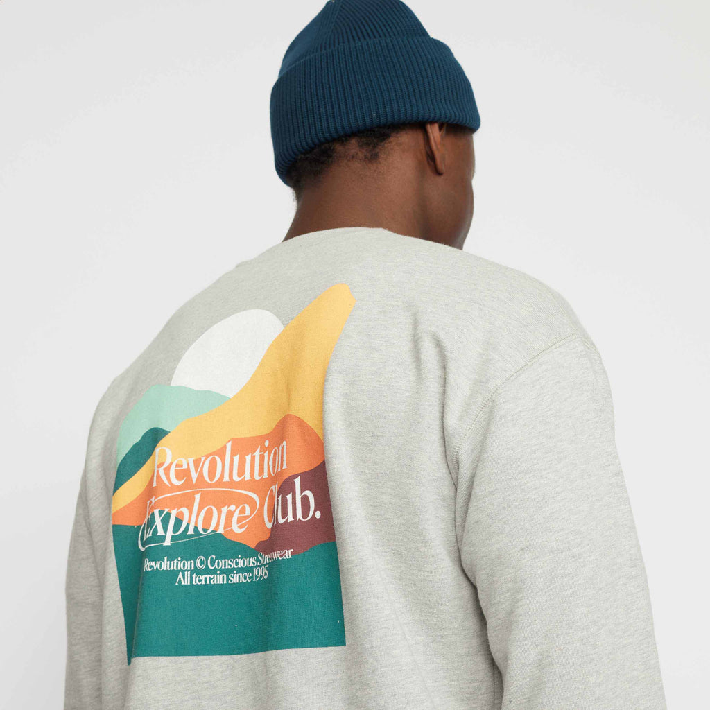 Revolution Printed Crewneck Sweatshirts Grey-melange