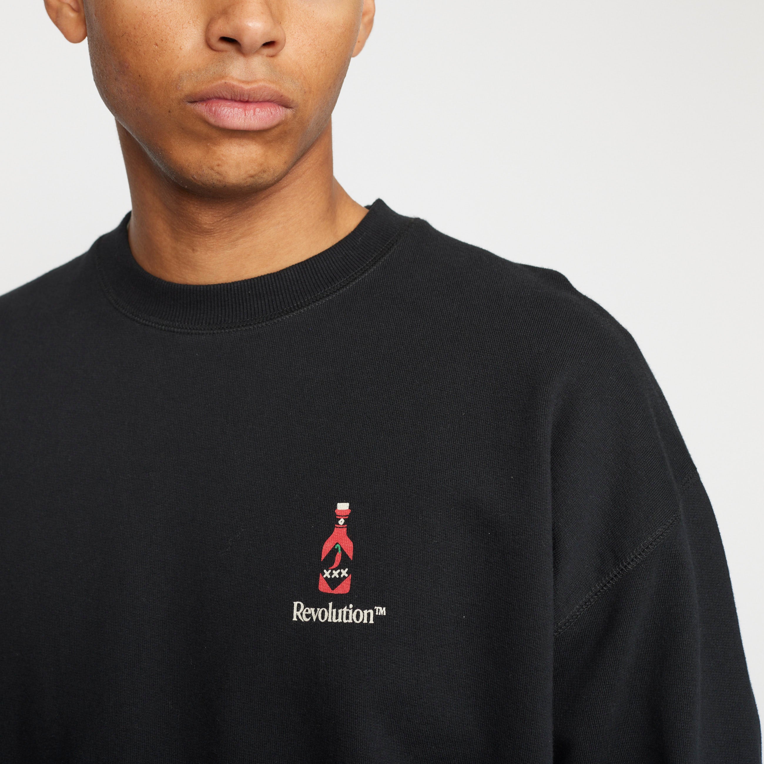 Revolution Printed Crewneck Sweatshirts Black