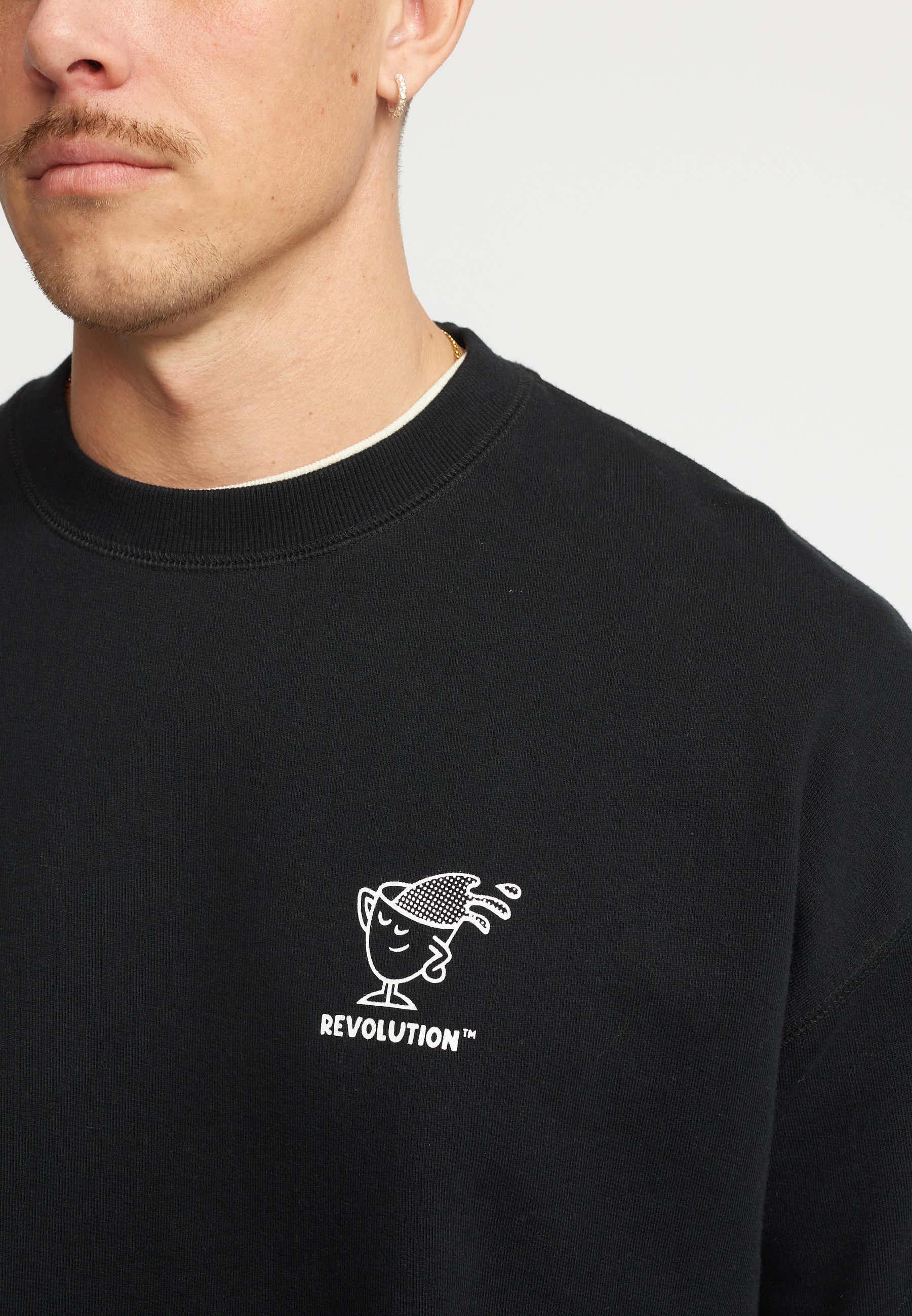 Revolution Printed Crewneck Sweatshirts Black