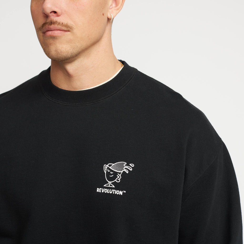 Revolution Printed Crewneck Sweatshirts Black