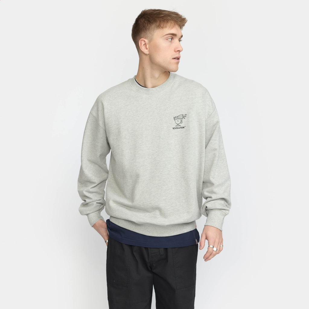 Revolution Printed Crewneck Sweatshirts Grey-melange