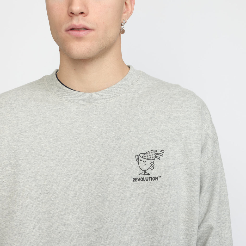 Revolution Printed Crewneck Sweatshirts Grey-melange