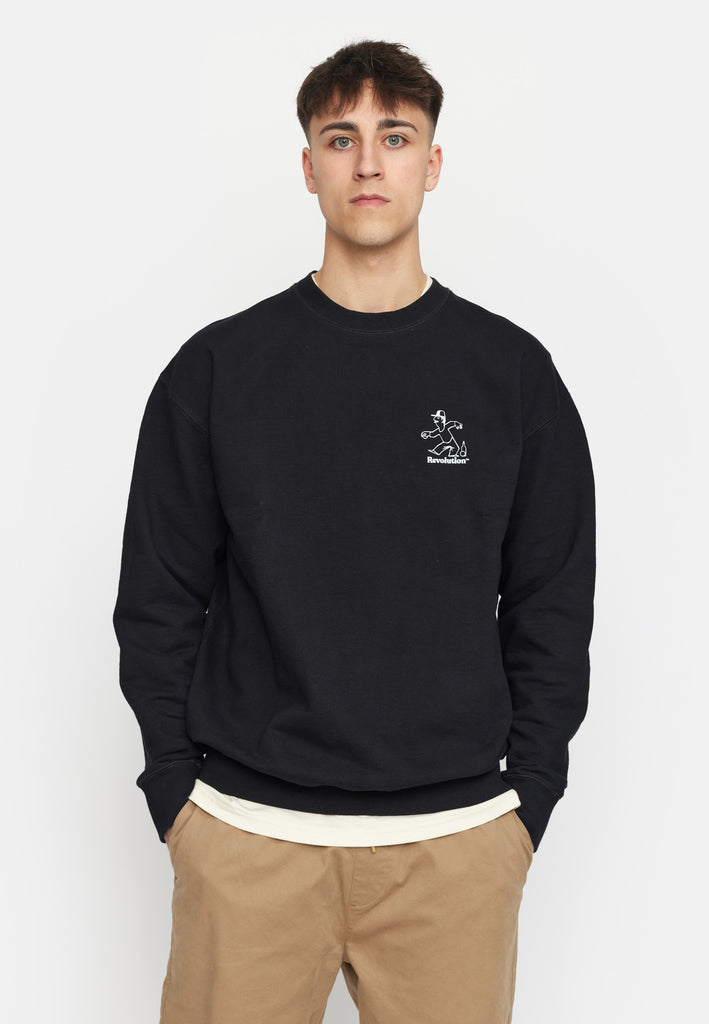 Revolution Printed Crewneck Sweatshirts Black