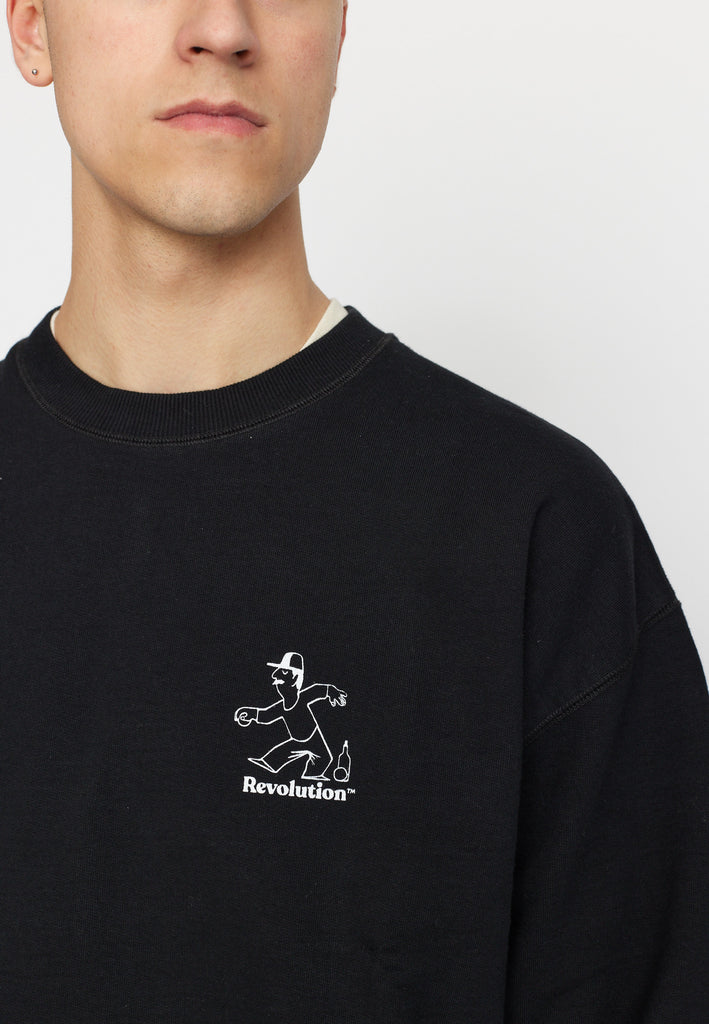 Revolution Printed Crewneck Sweatshirts Black