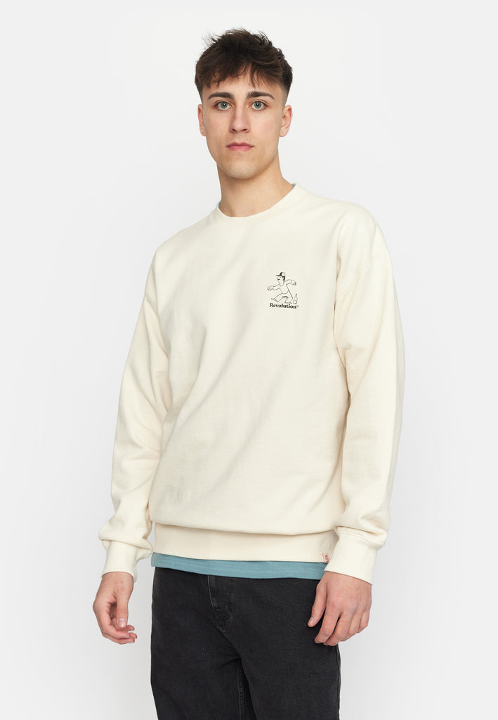 Revolution Printed Crewneck Sweatshirts Offwhite