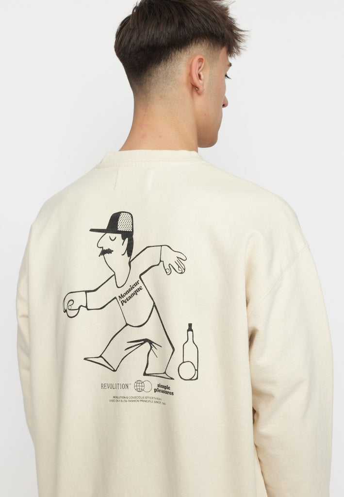 Revolution Printed Crewneck Sweatshirts Offwhite