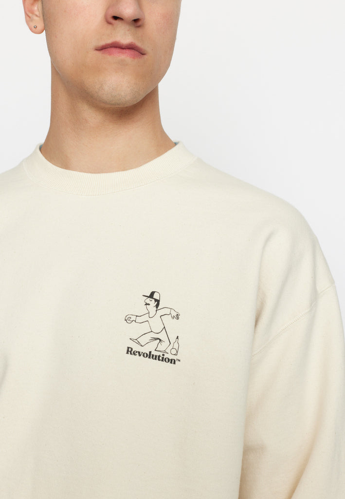 Revolution Printed Crewneck Sweatshirts Offwhite