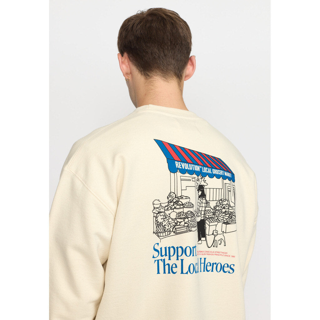 Revolution Printed Crewneck Sweatshirts Offwhite