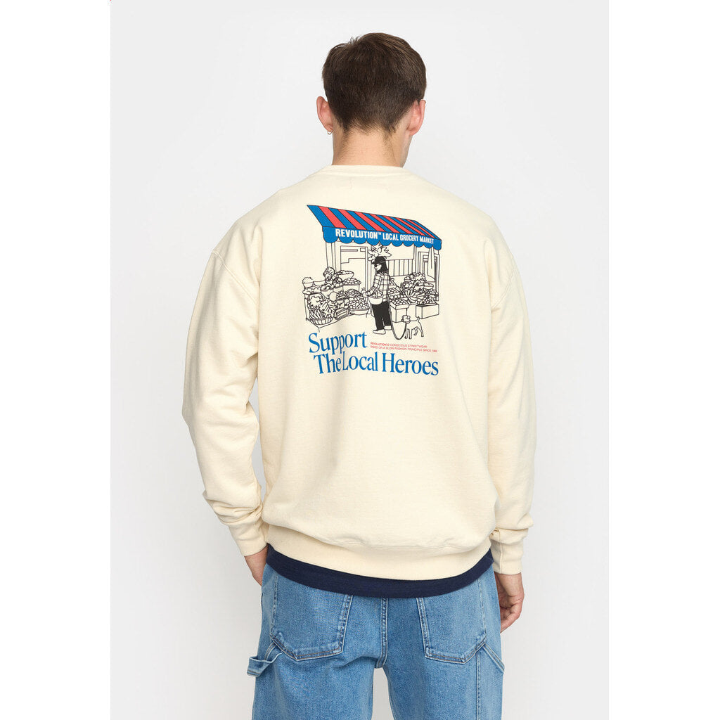 Revolution Printed Crewneck Sweatshirts Offwhite