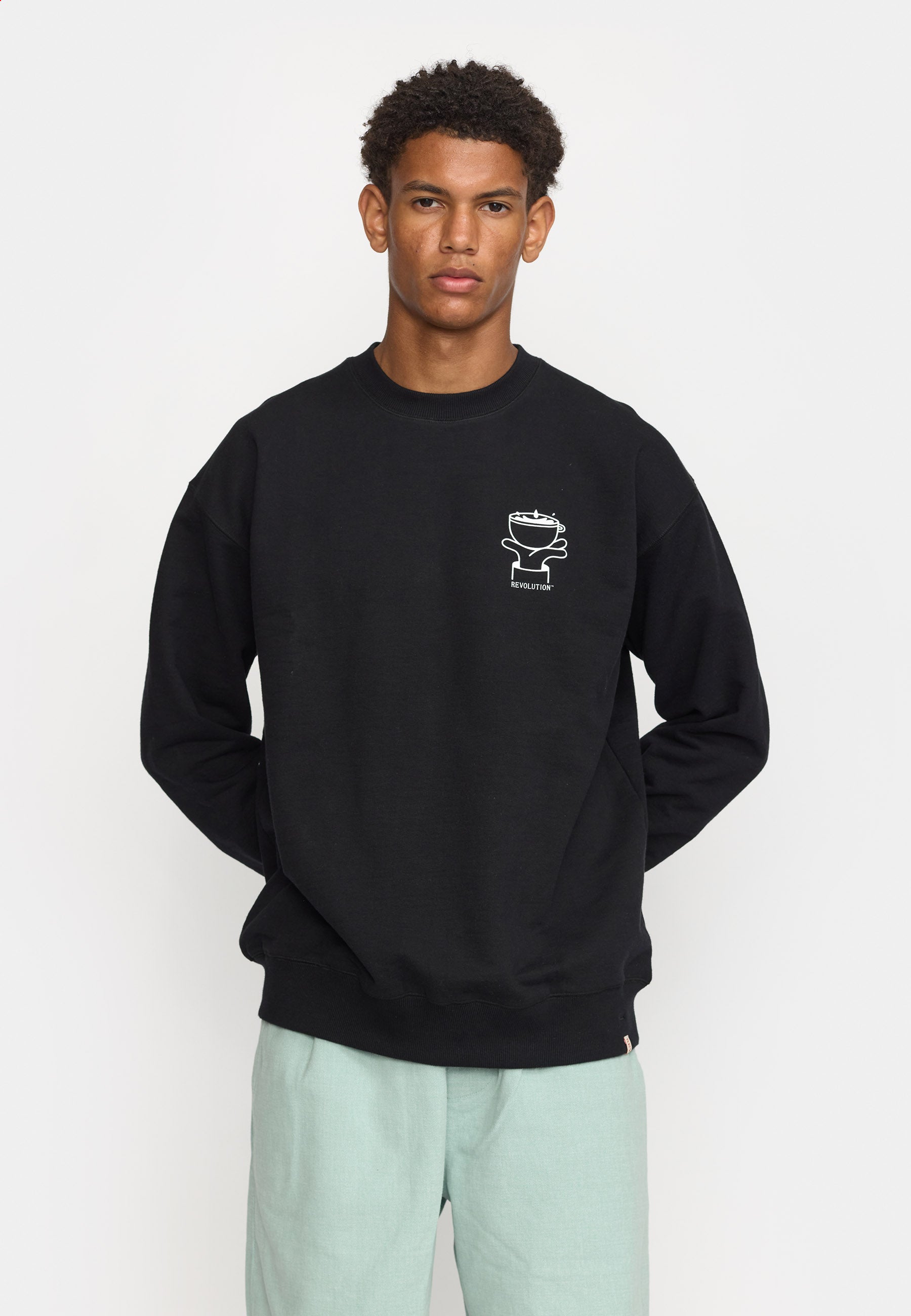 値下げ中　ROA Hemp crewneck ブラウン Printed Crewneck / 2788 ROA - Black – Revolution.eu
