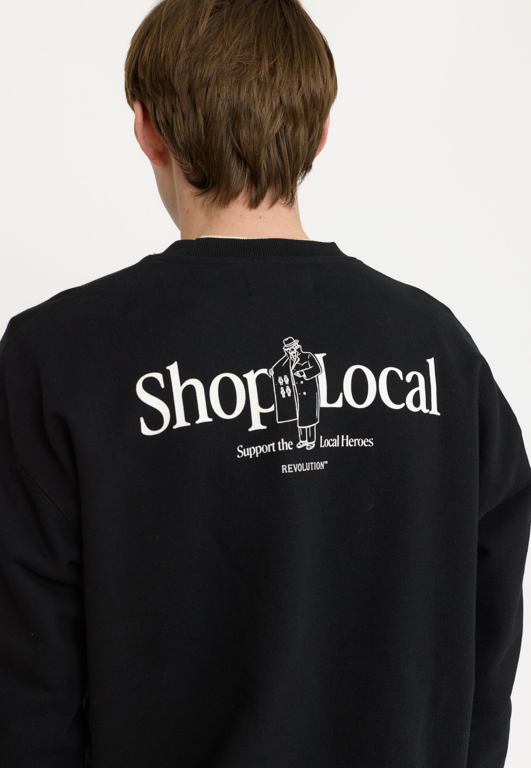 Revolution Printed Crewneck Sweatshirts Black