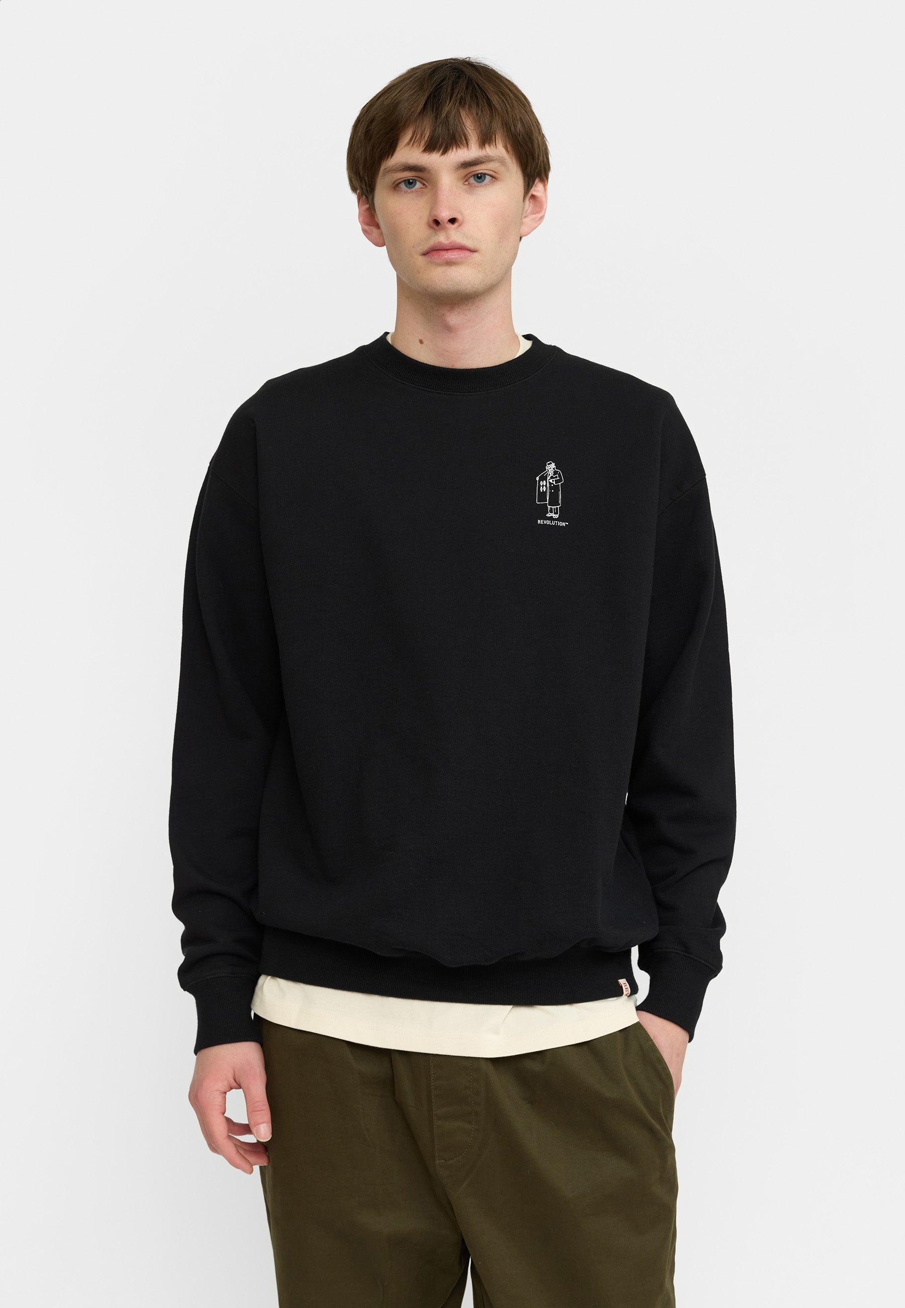 Revolution Printed Crewneck Sweatshirts Black