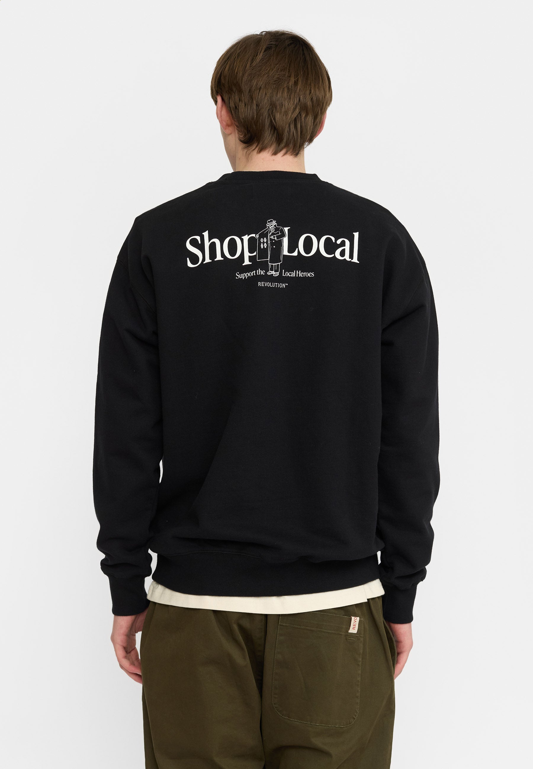 Revolution Printed Crewneck Sweatshirts Black