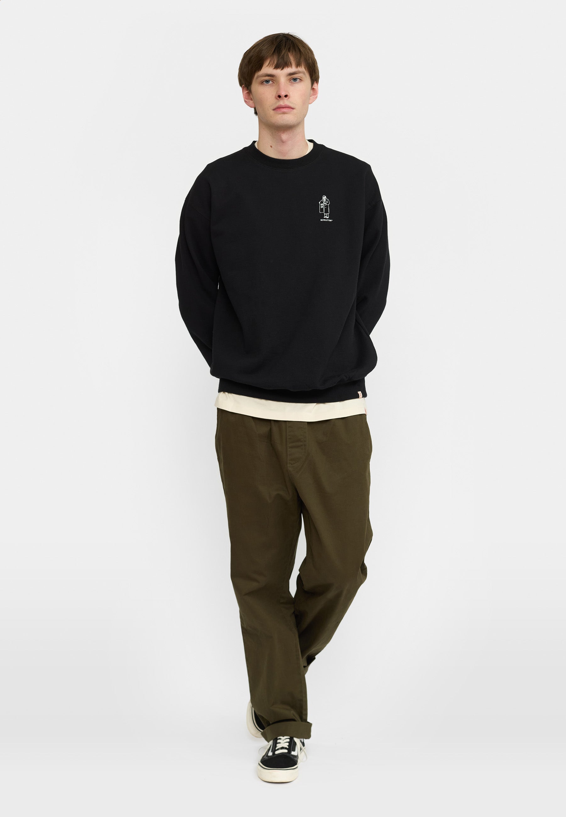 Revolution Printed Crewneck Sweatshirts Black