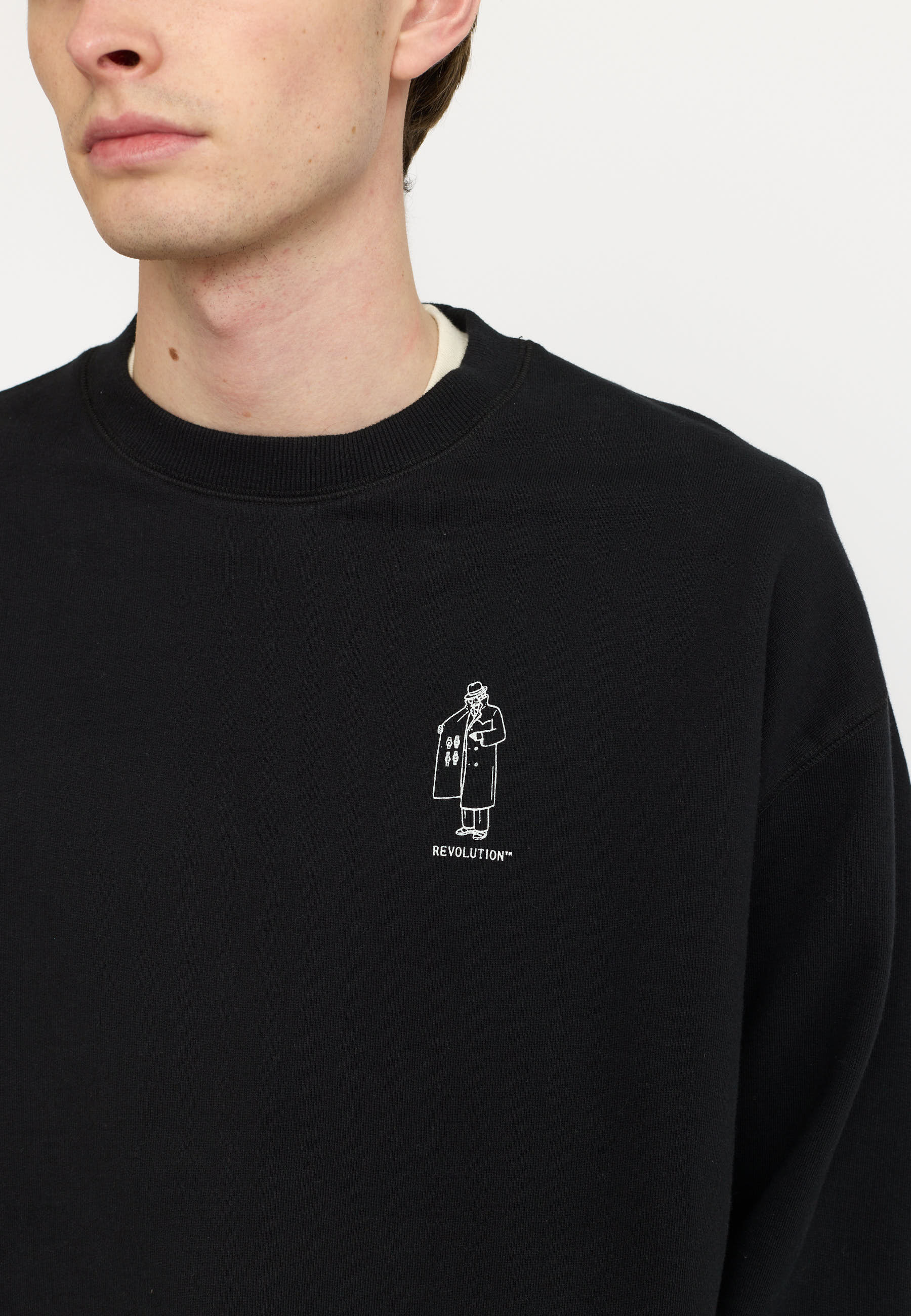 Revolution Printed Crewneck Sweatshirts Black