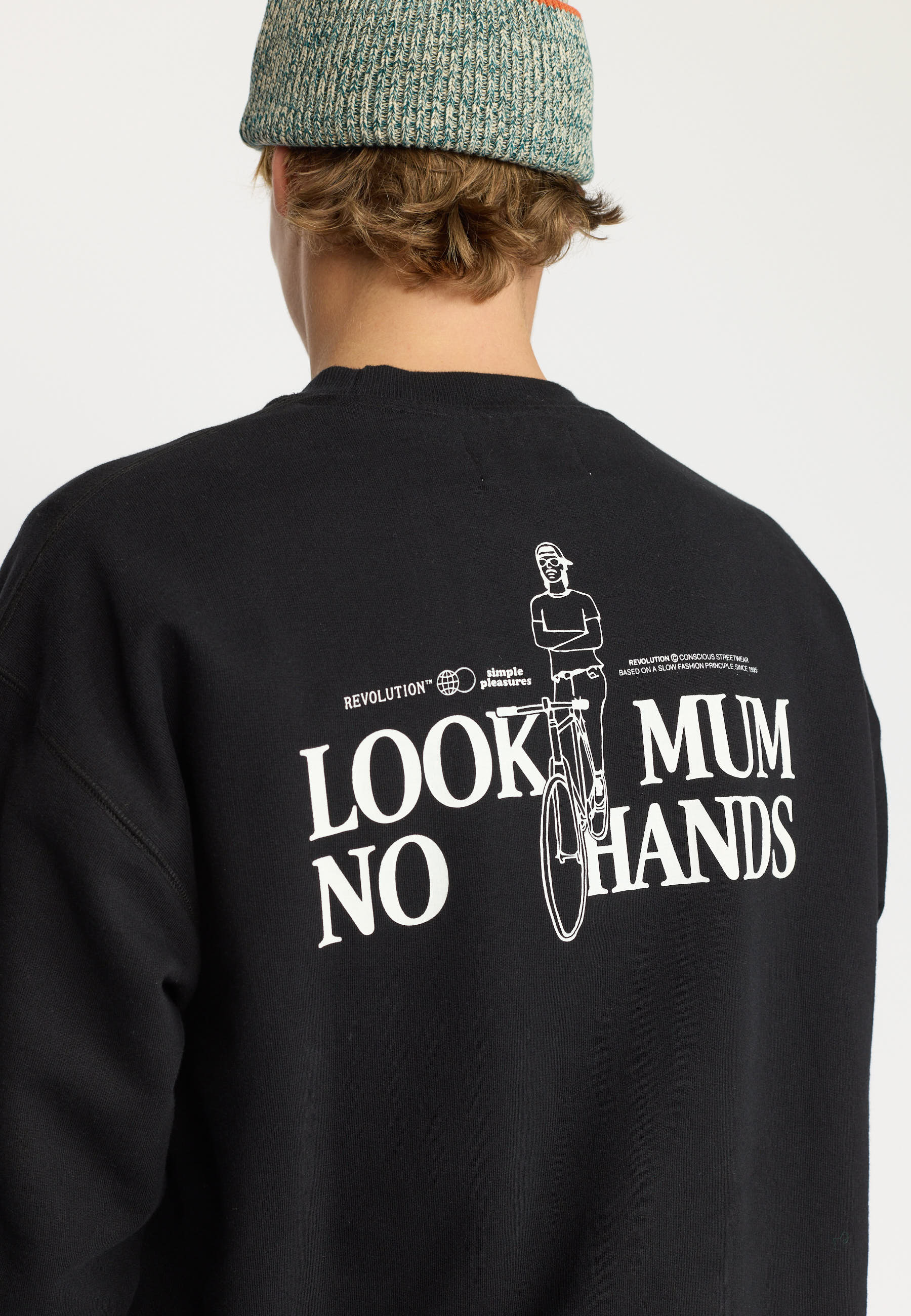 Revolution Printed Crewneck Sweatshirts Black