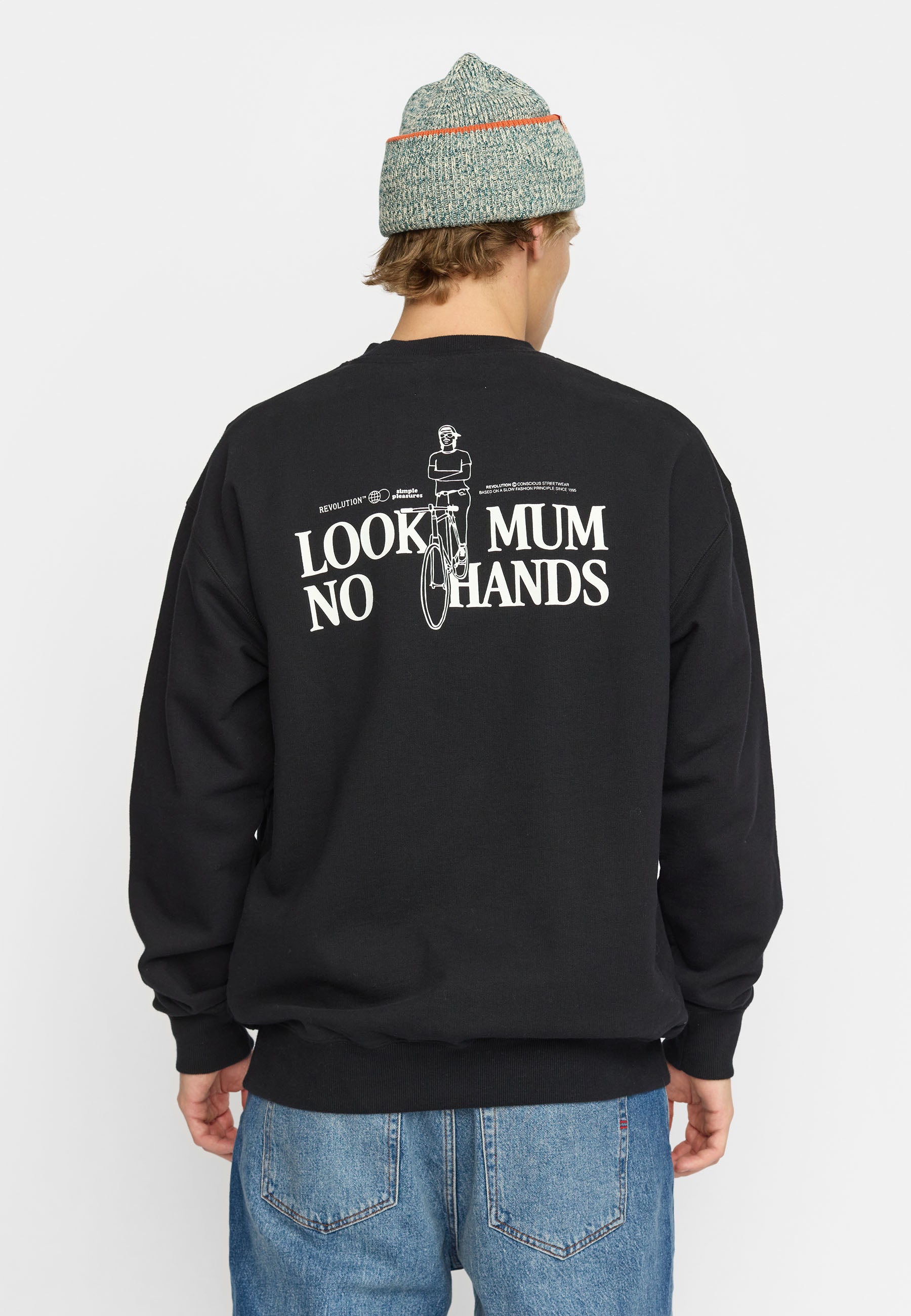 Revolution Printed Crewneck Sweatshirts Black