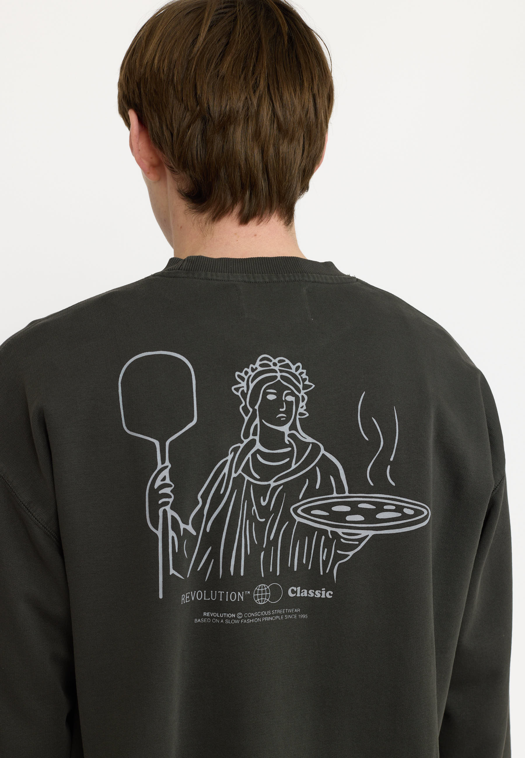 Revolution Printed Crewneck Sweatshirts Black