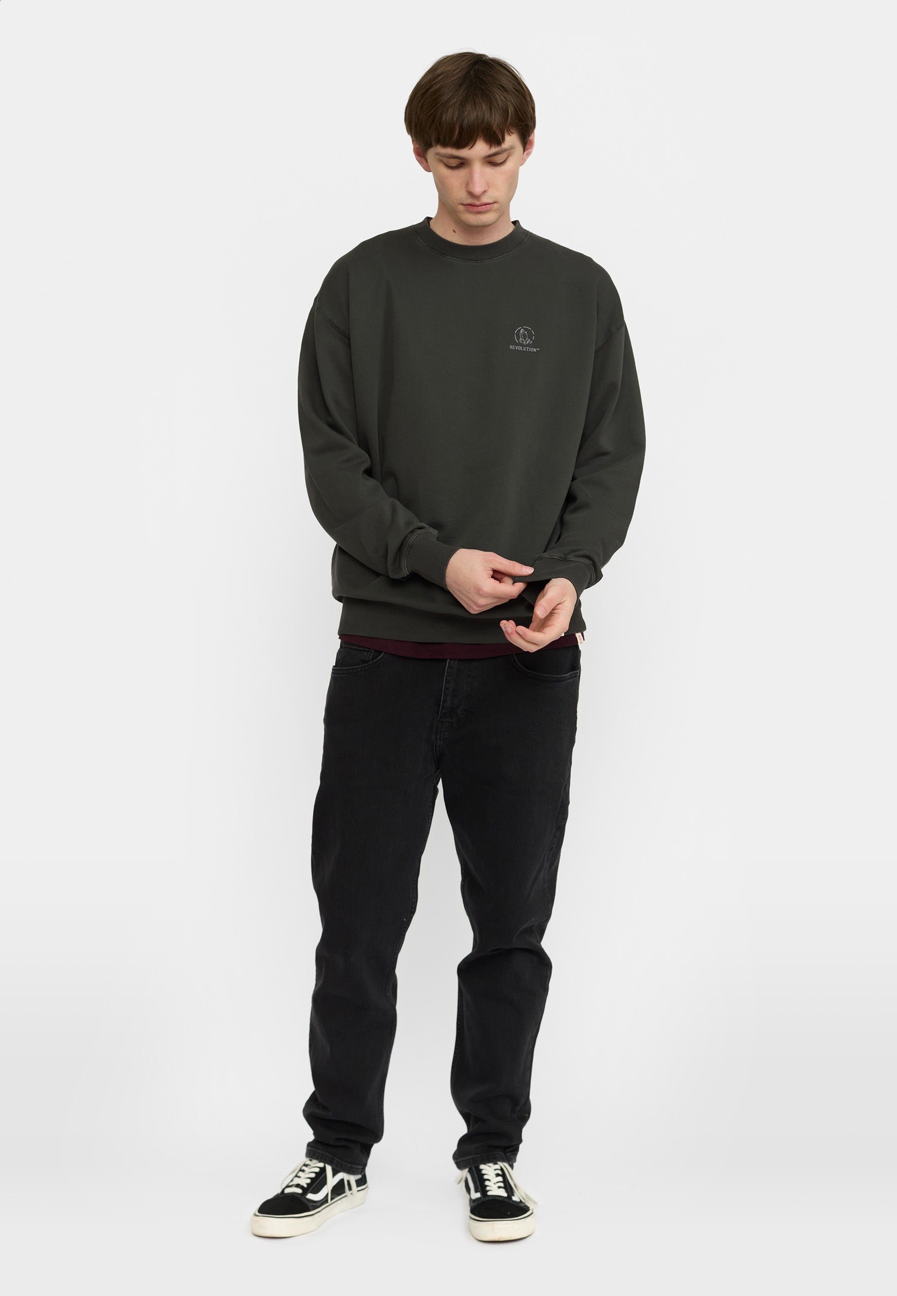 Revolution Printed Crewneck Sweatshirts Black