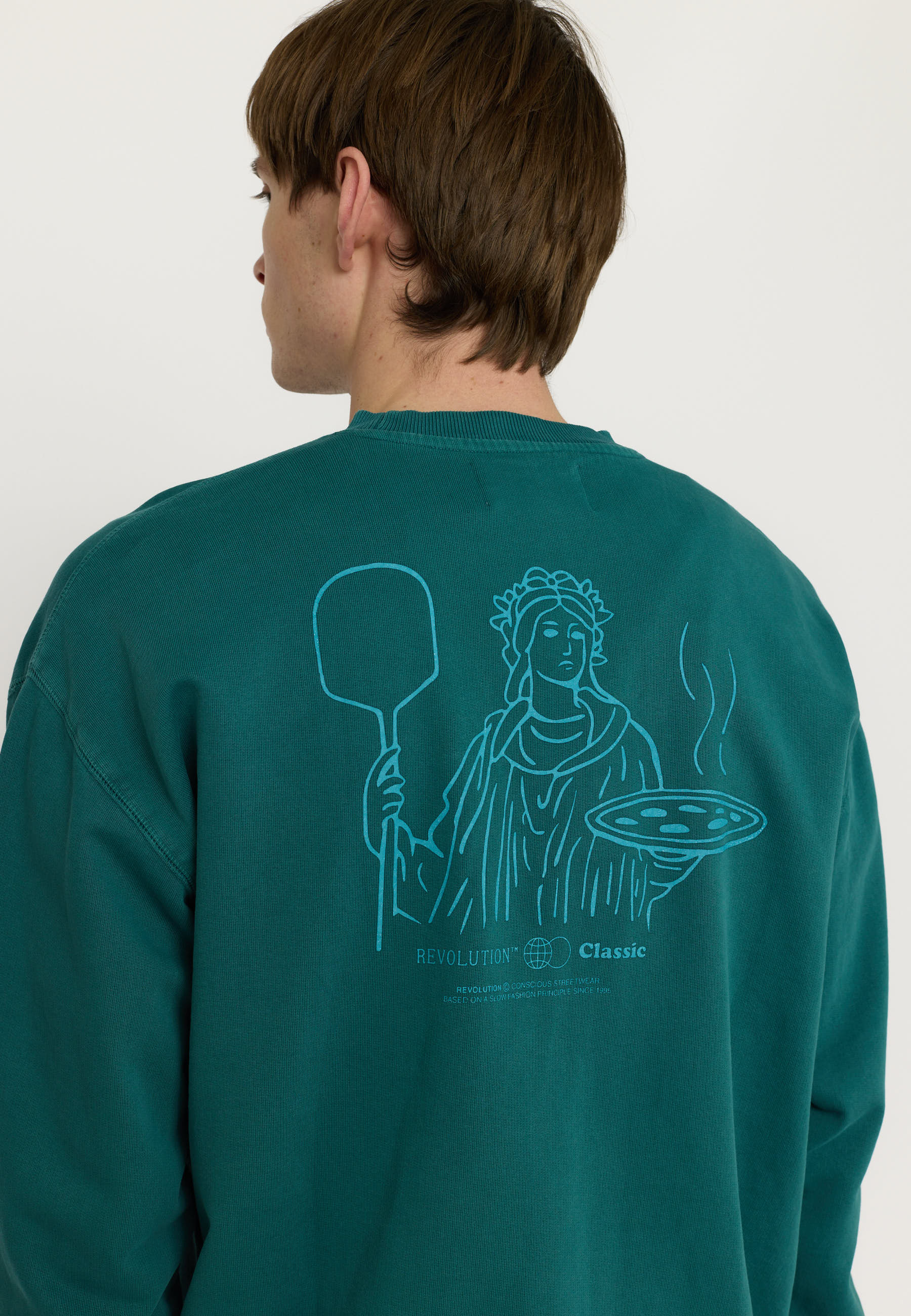 Revolution Printed Crewneck Sweatshirts Petrol