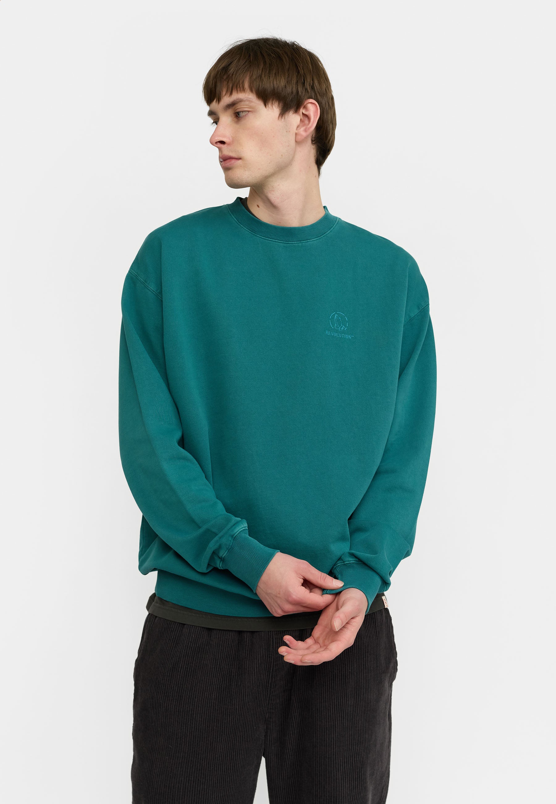 Revolution Printed Crewneck Sweatshirts Petrol