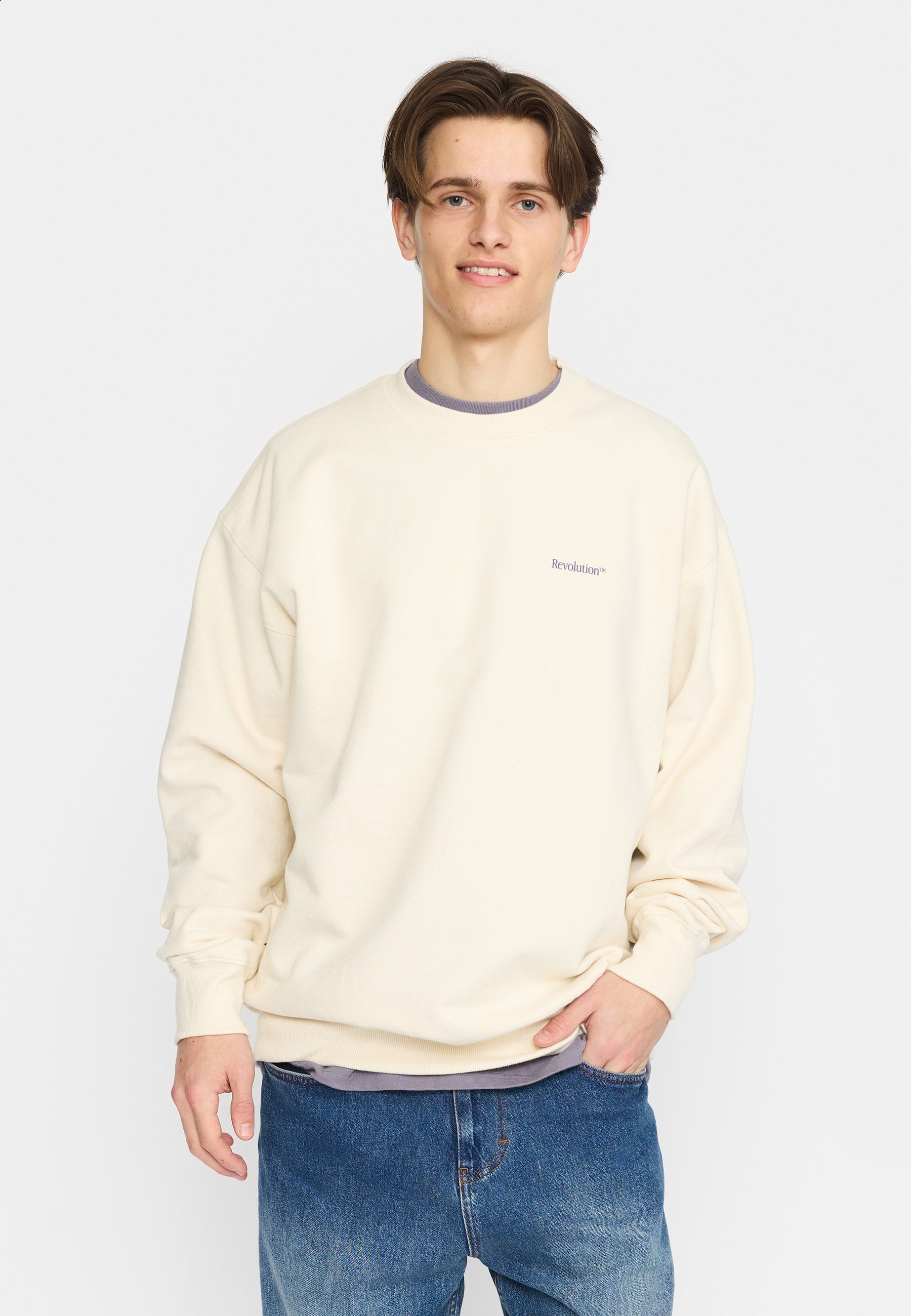Revolution Printed Crewneck Sweatshirts Offwhite