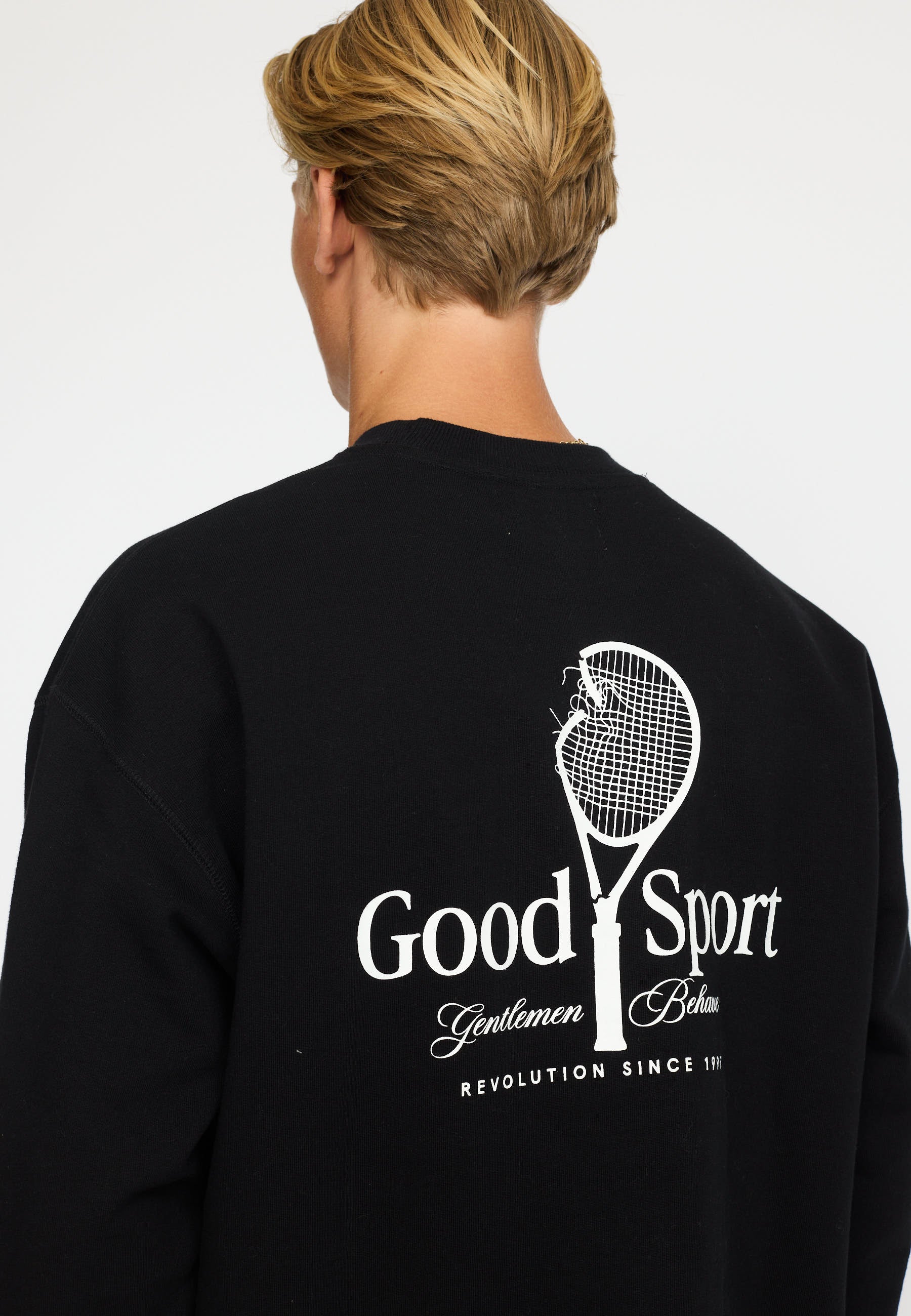 Revolution Printed Crewneck Sweatshirts Black