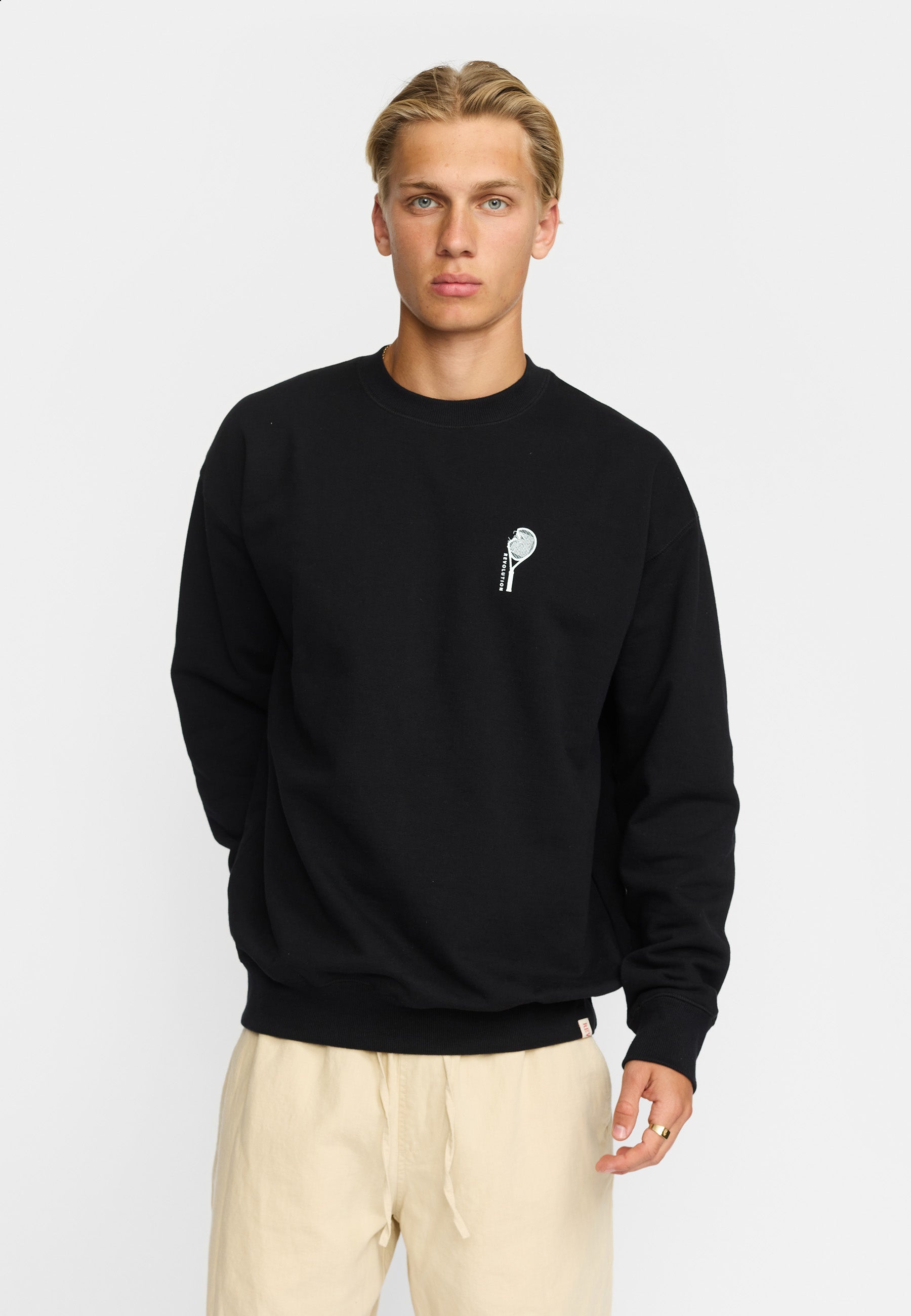 Revolution Printed Crewneck Sweatshirts Black