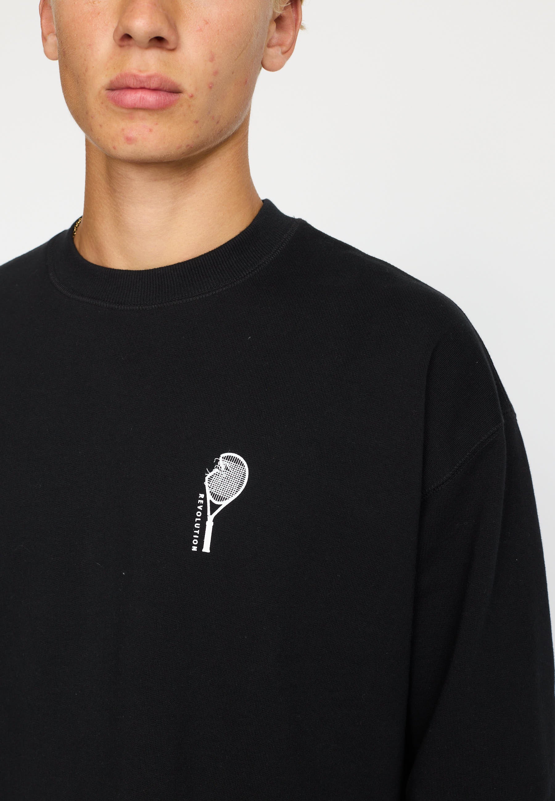 Revolution Printed Crewneck Sweatshirts Black