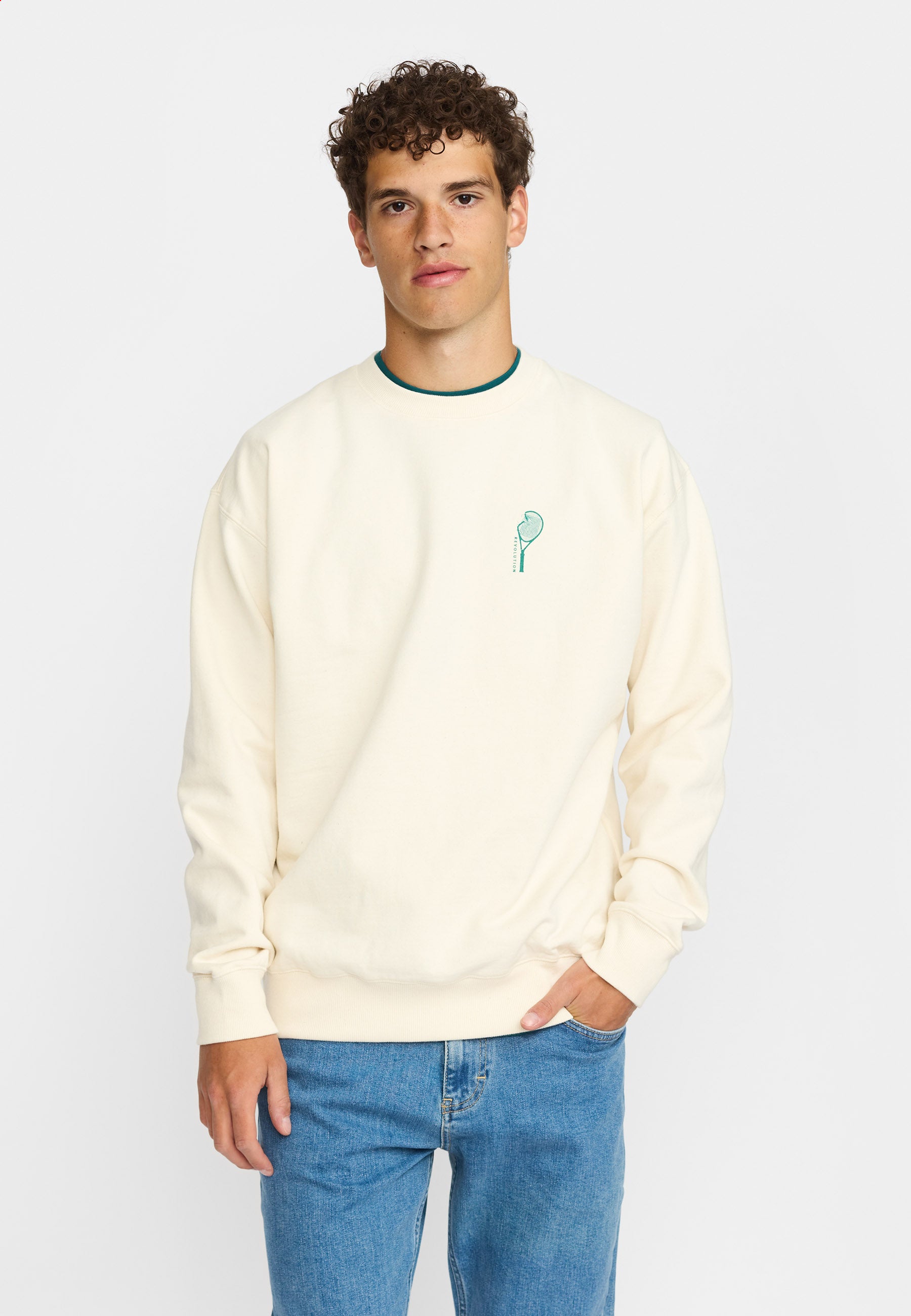 Revolution Printed Crewneck Sweatshirts Offwhite
